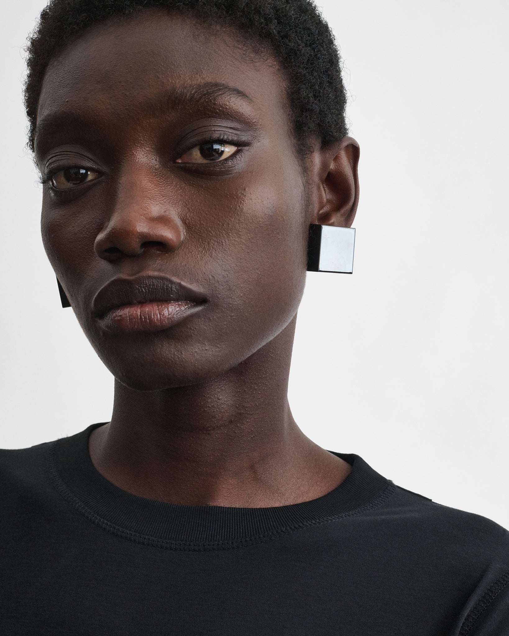 View of CUBE STUDS in black bronze