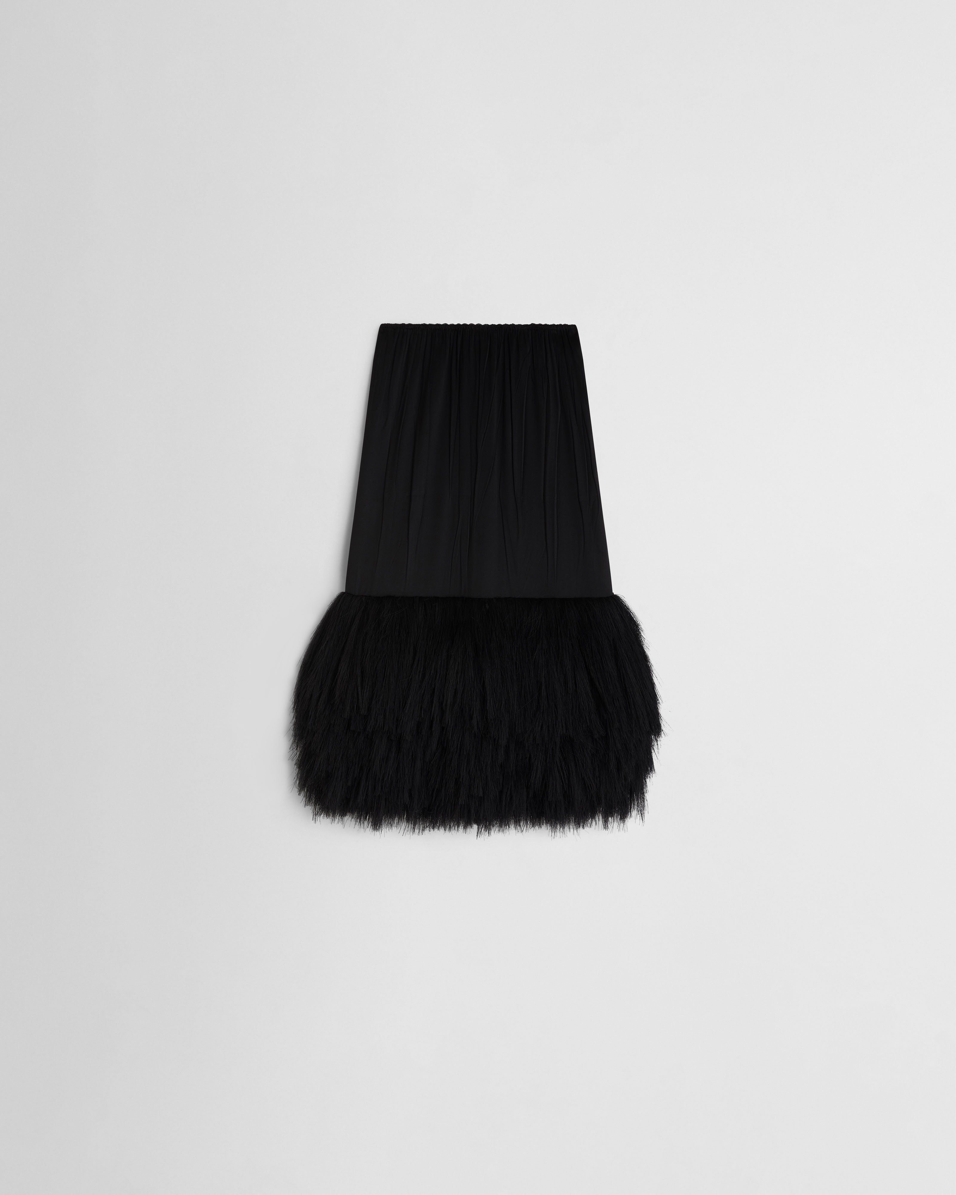 PHOEBE PHILO | FRINGED SLIP SKIRT | BLACK SILK