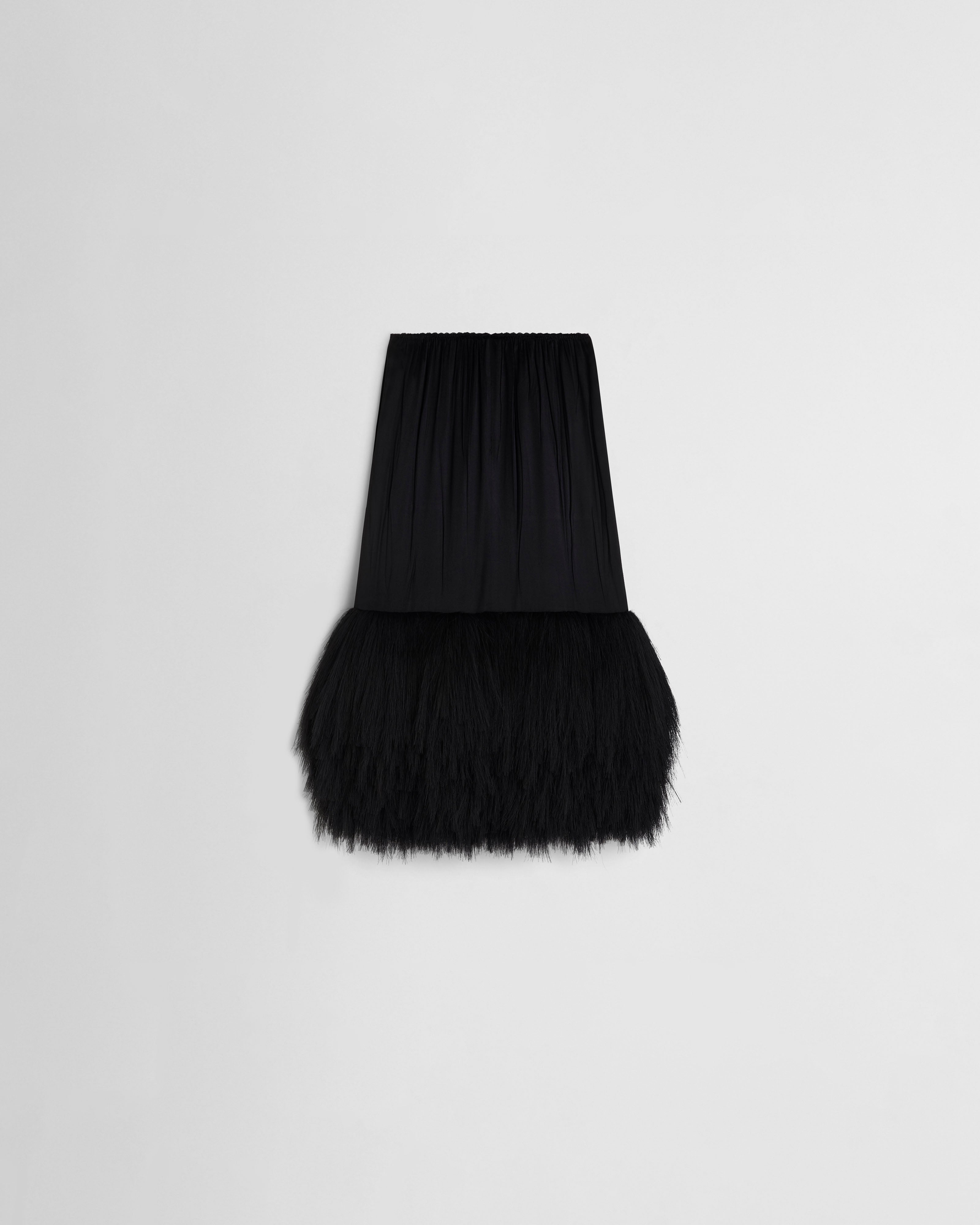 PHOEBE PHILO US | FRINGED SLIP SKIRT | black silk