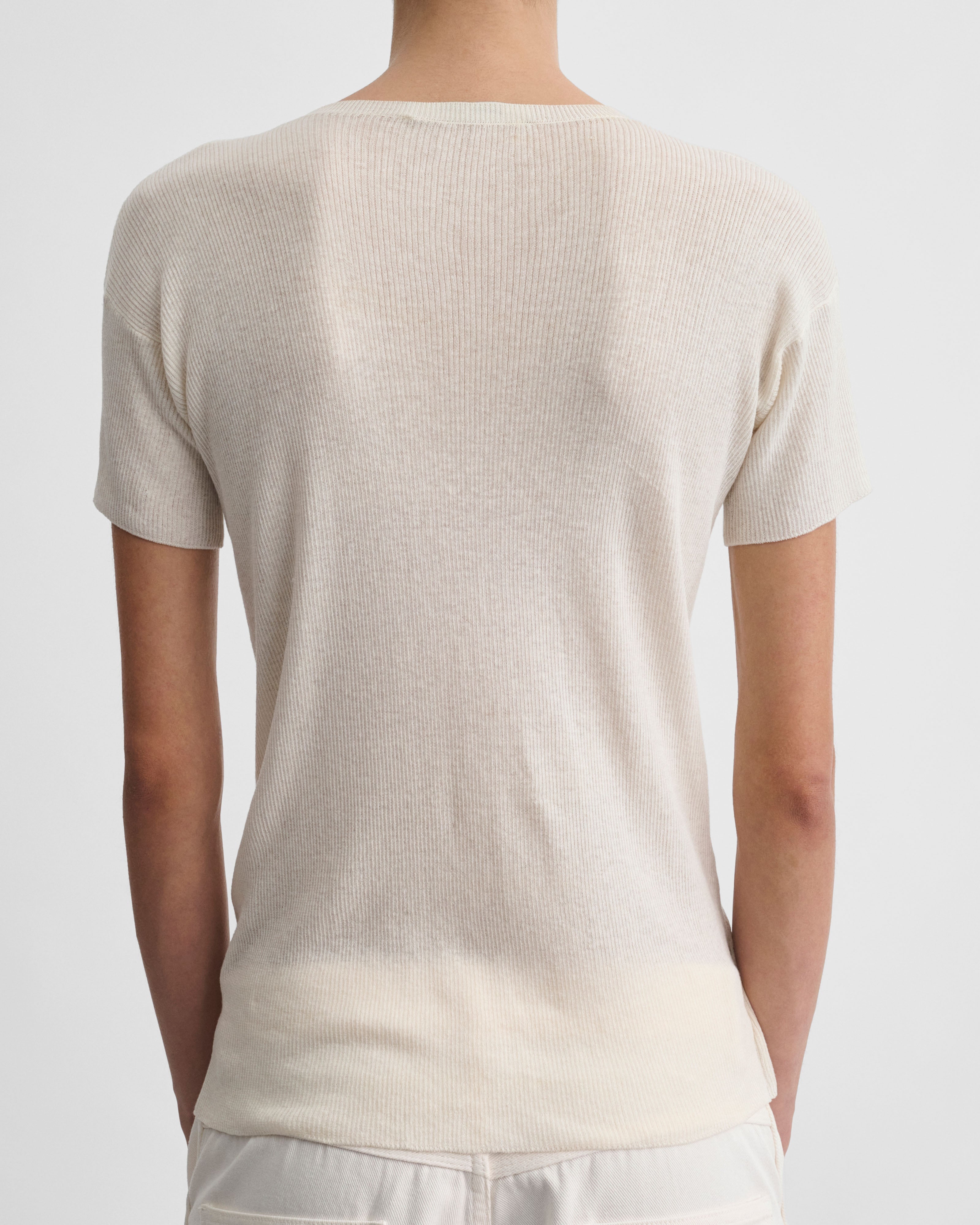 PHOEBE PHILO US | SCOOP NECK RIB T-shirt | ivory cotton