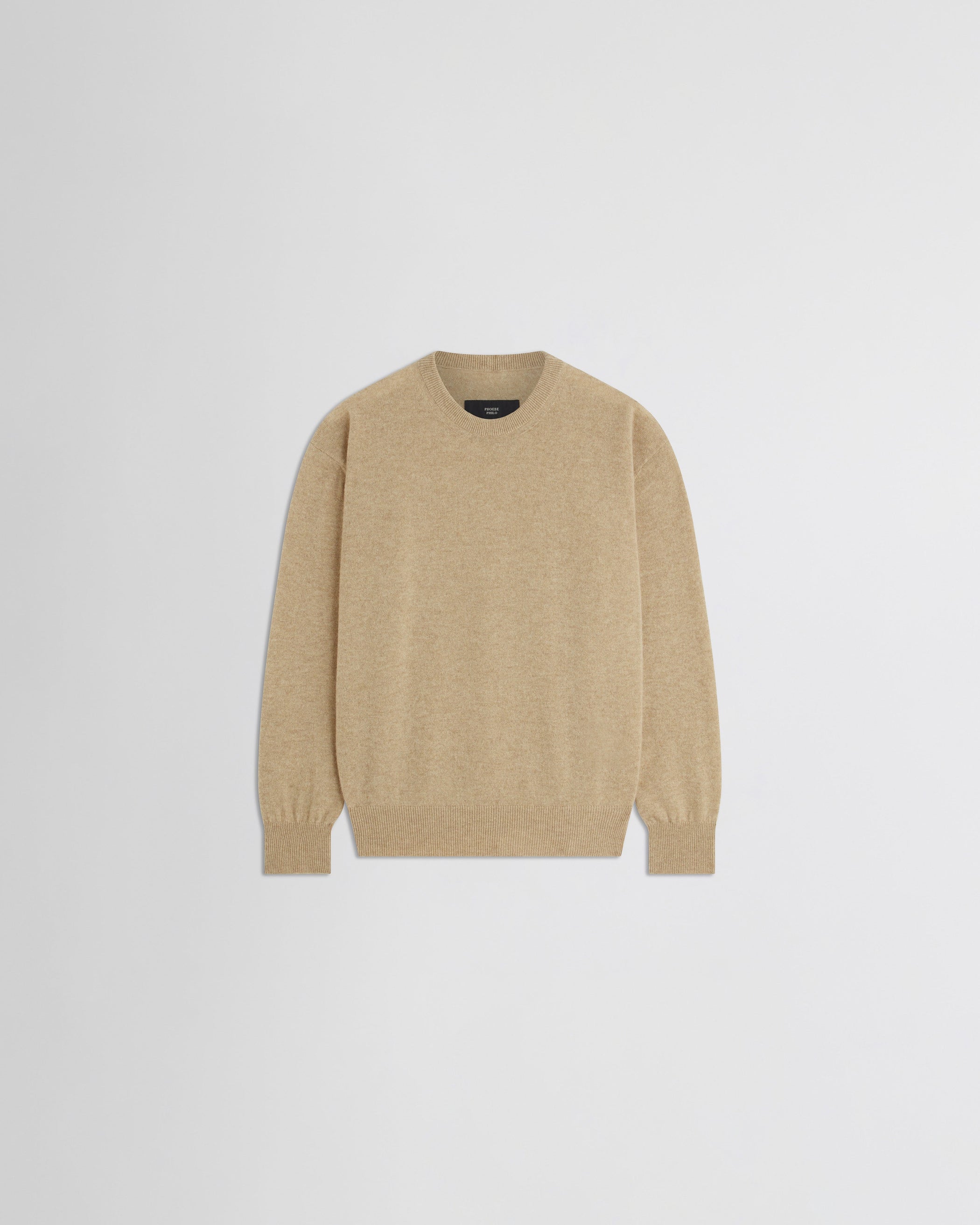 Flat front view of CLASSIC CREW NECK in oatmeal wool