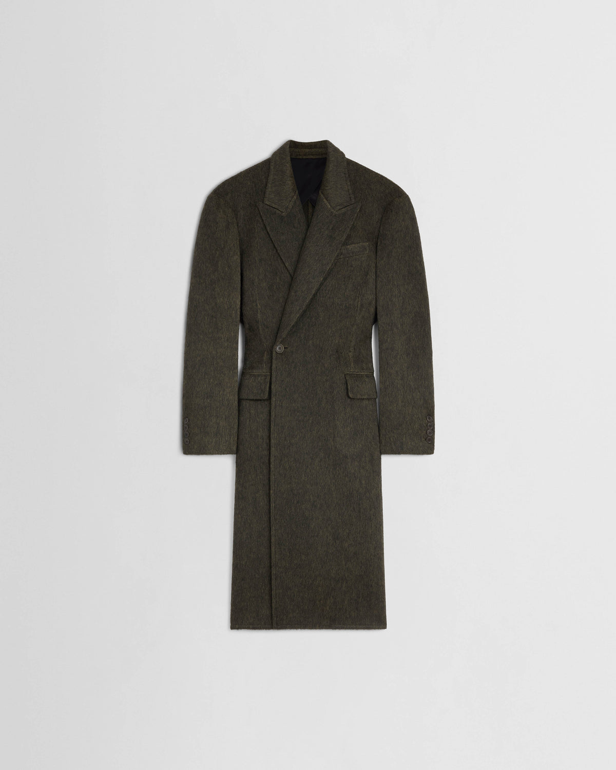 Front view of KINKED JACKET in anthracite wool