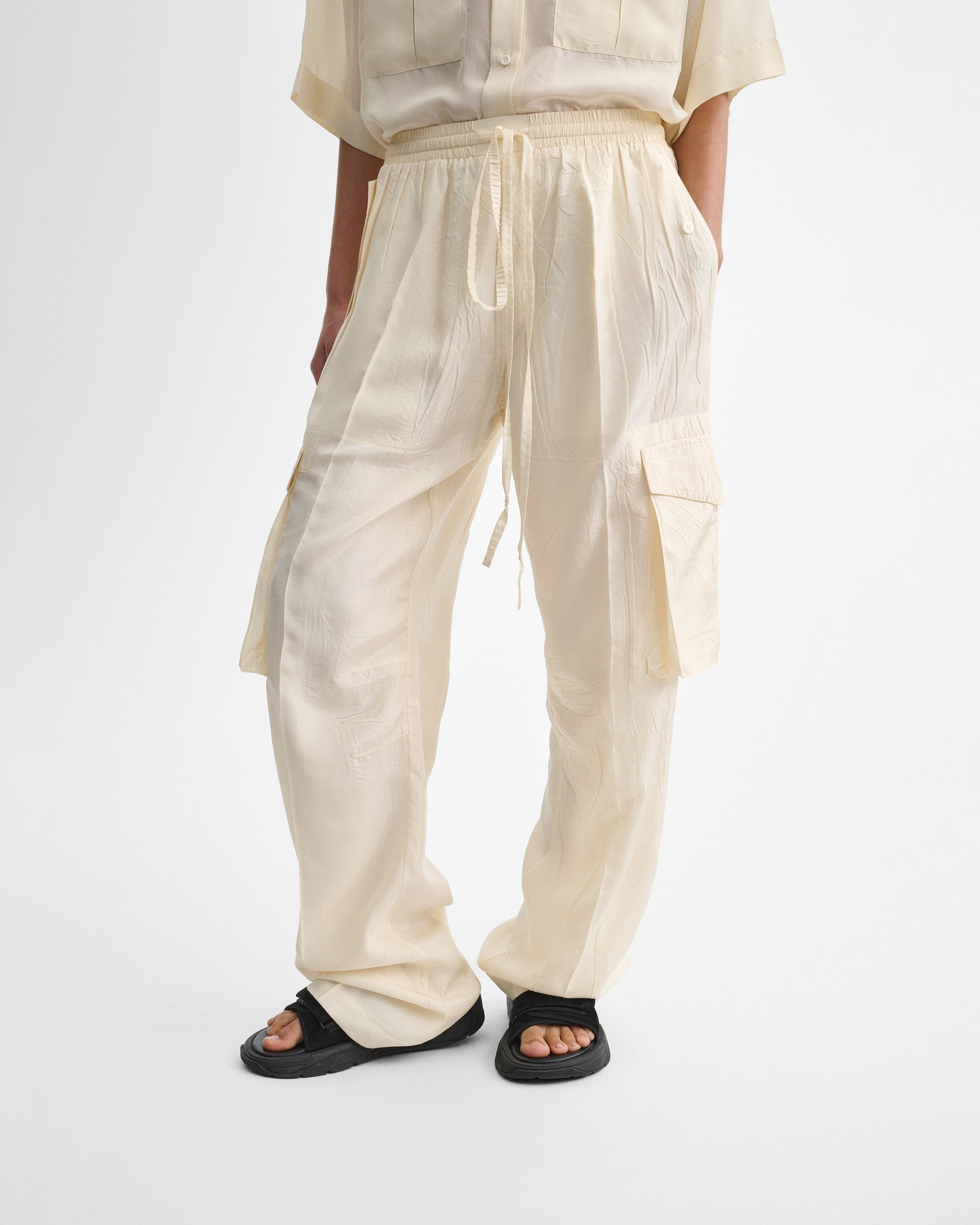 View of CARGO TROUSERS in vanilla silk