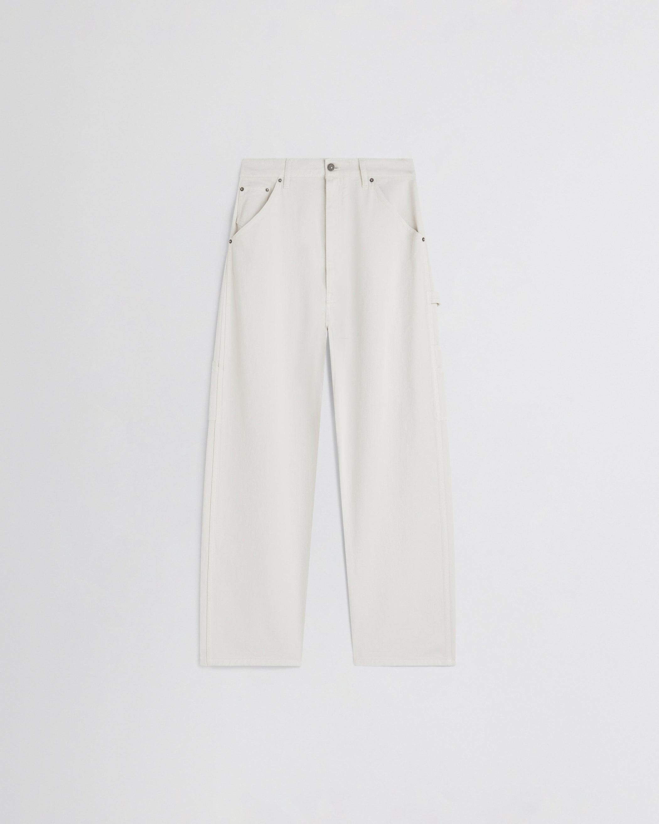 Flat front view of UTILITY JEANS in chalk cotton