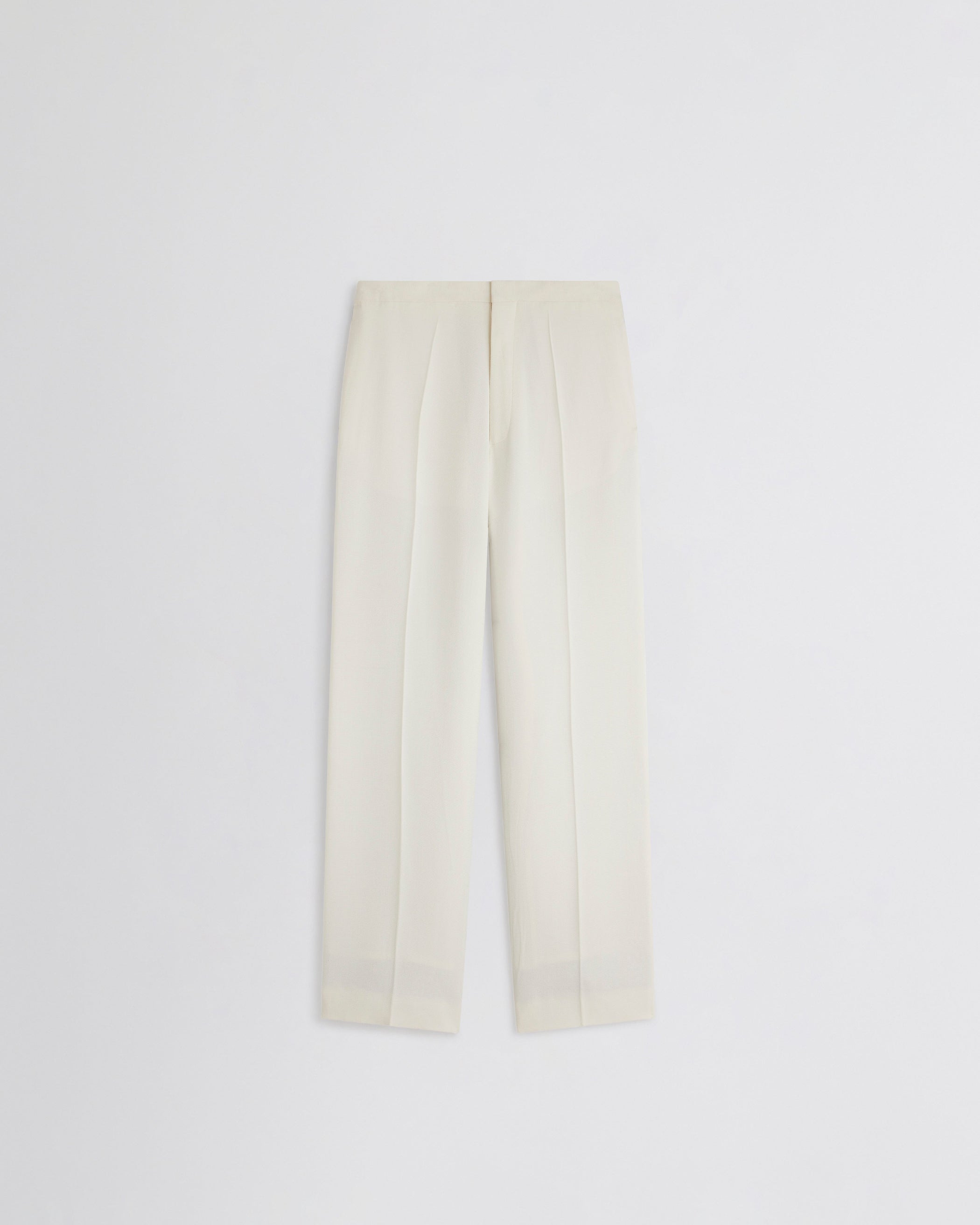View of STRAIGHT LEG TROUSERS in black/off white woven viscose