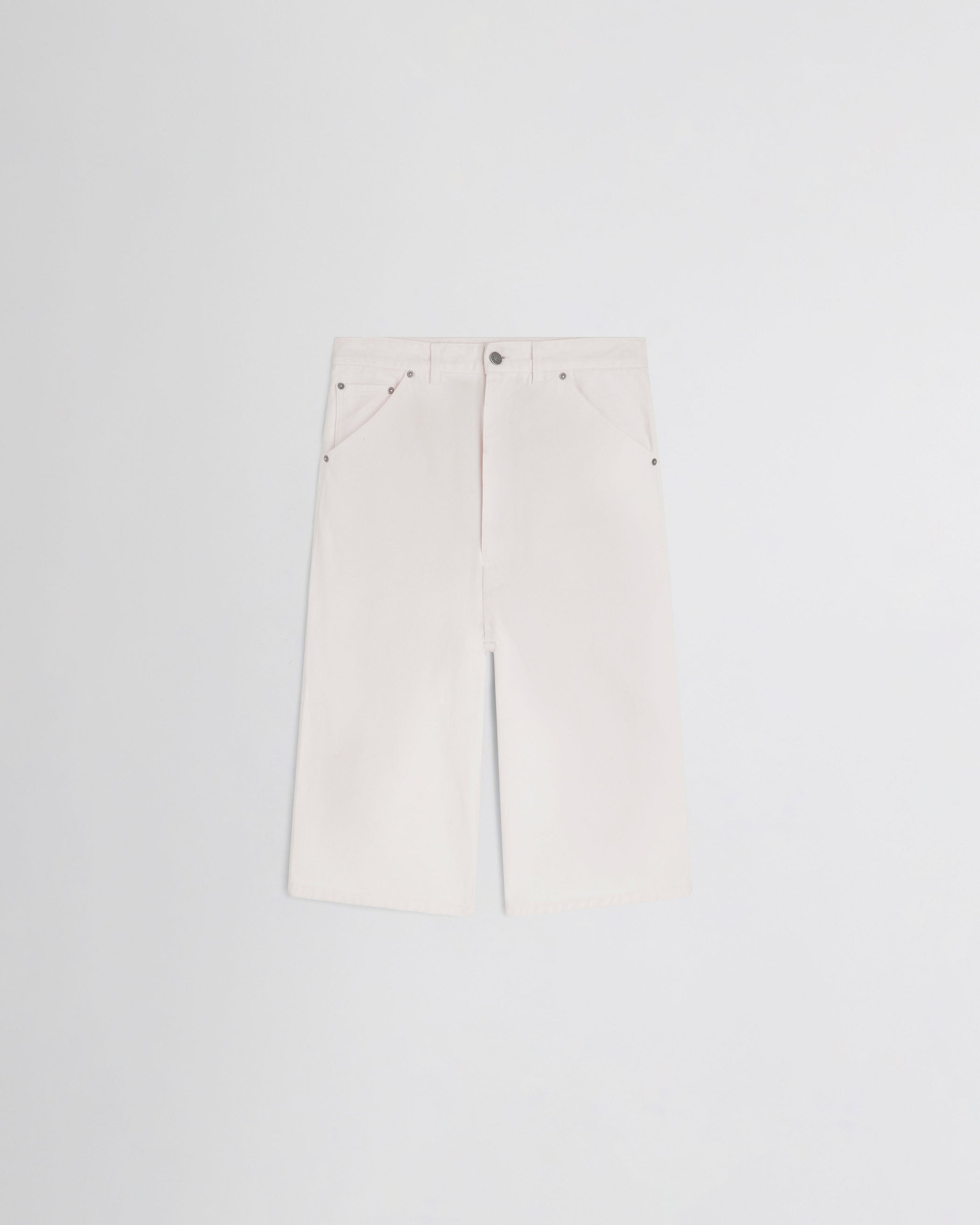 Flat front view of CARPENTER SHORTS in pale blush