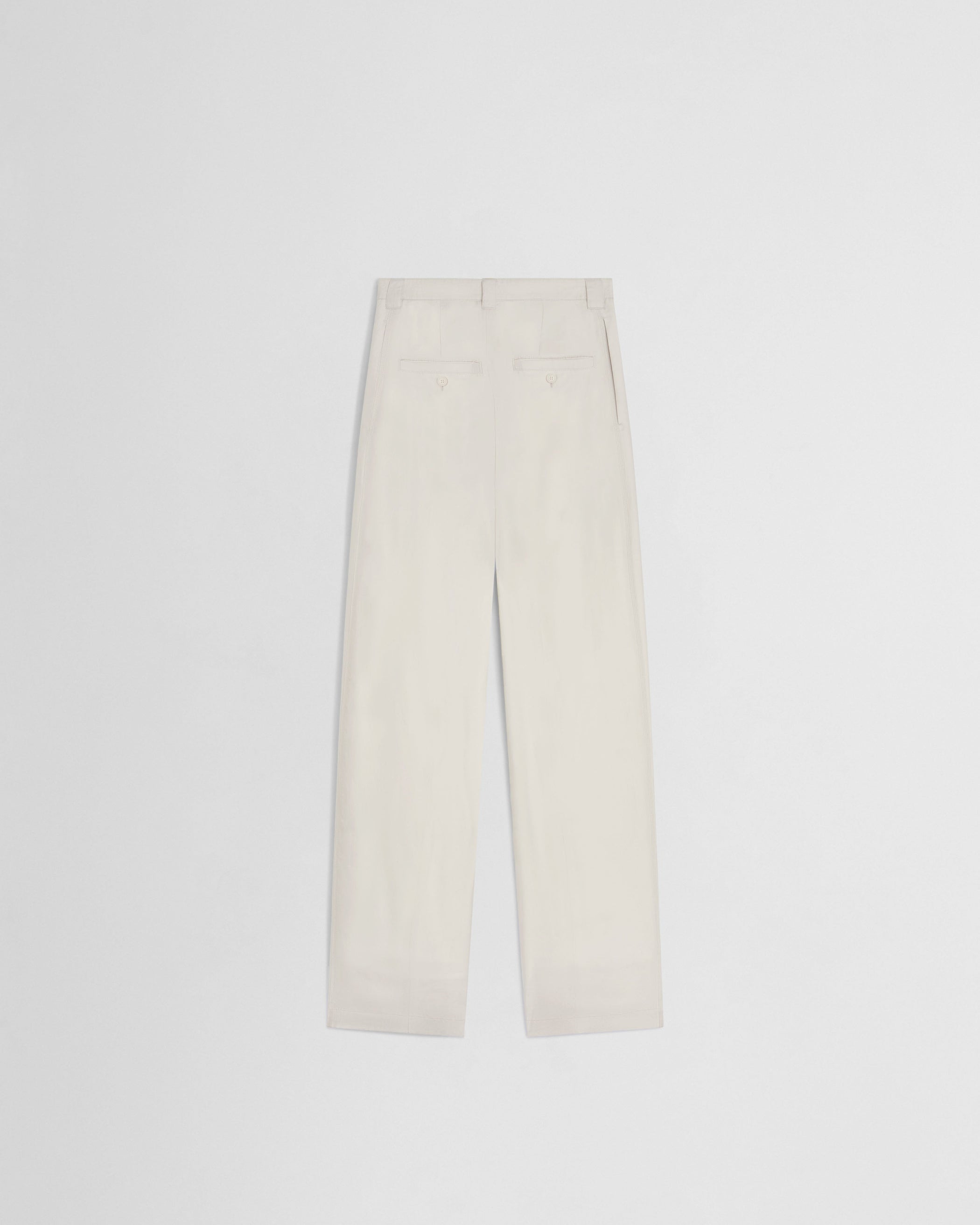 Flat back view of CHINO TROUSERS in salt technical twill
