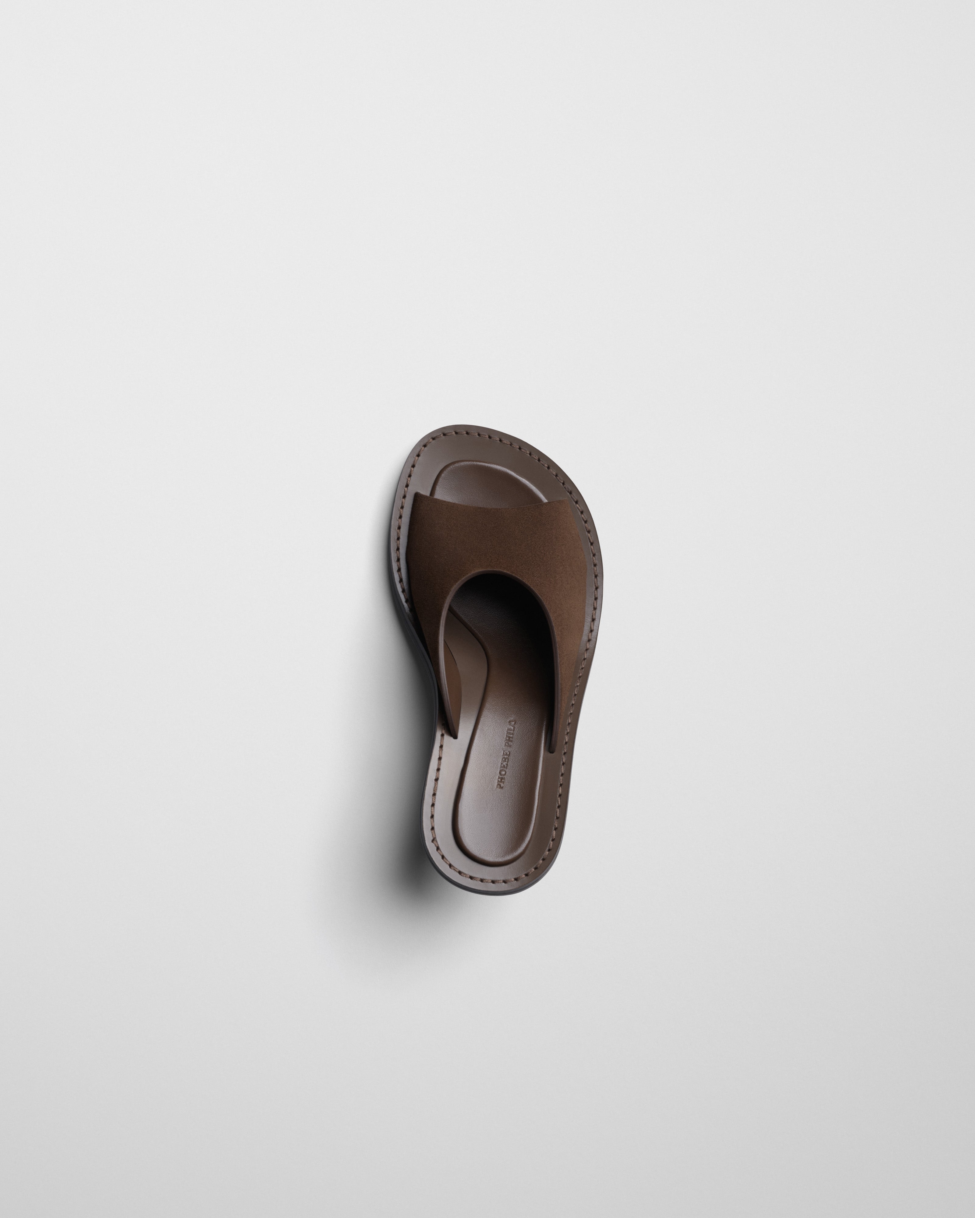 PHOEBE PHILO US | STRAP MULE | dark khaki suede