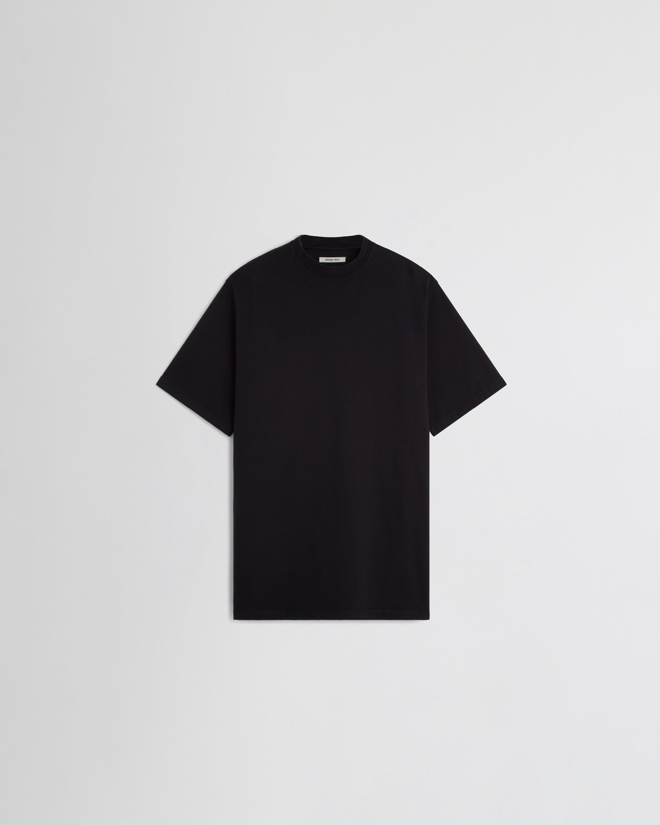 Flat front view of BIG T in black cotton