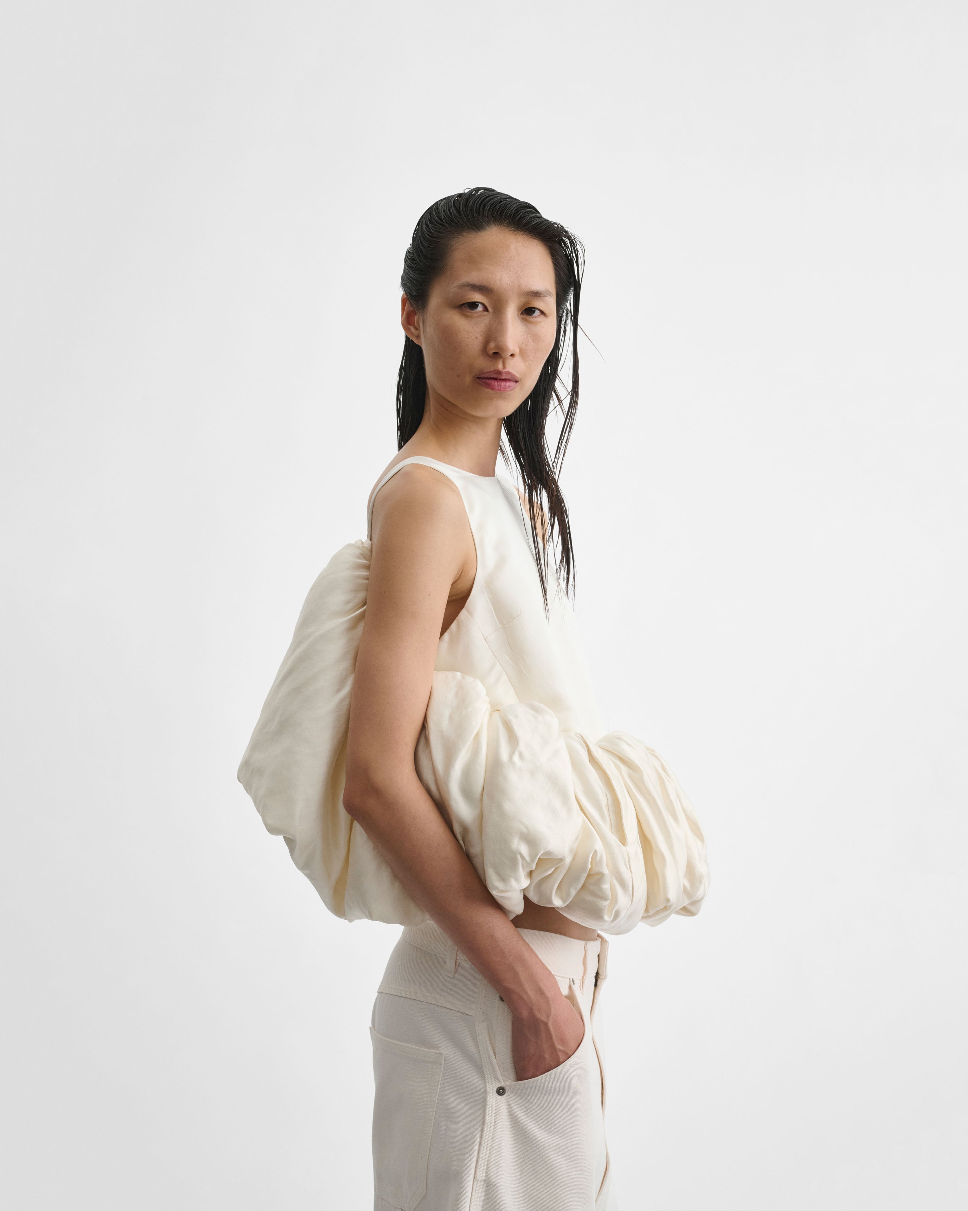 PHOEBE PHILO US | SUGAR VEST | vanilla silk satin