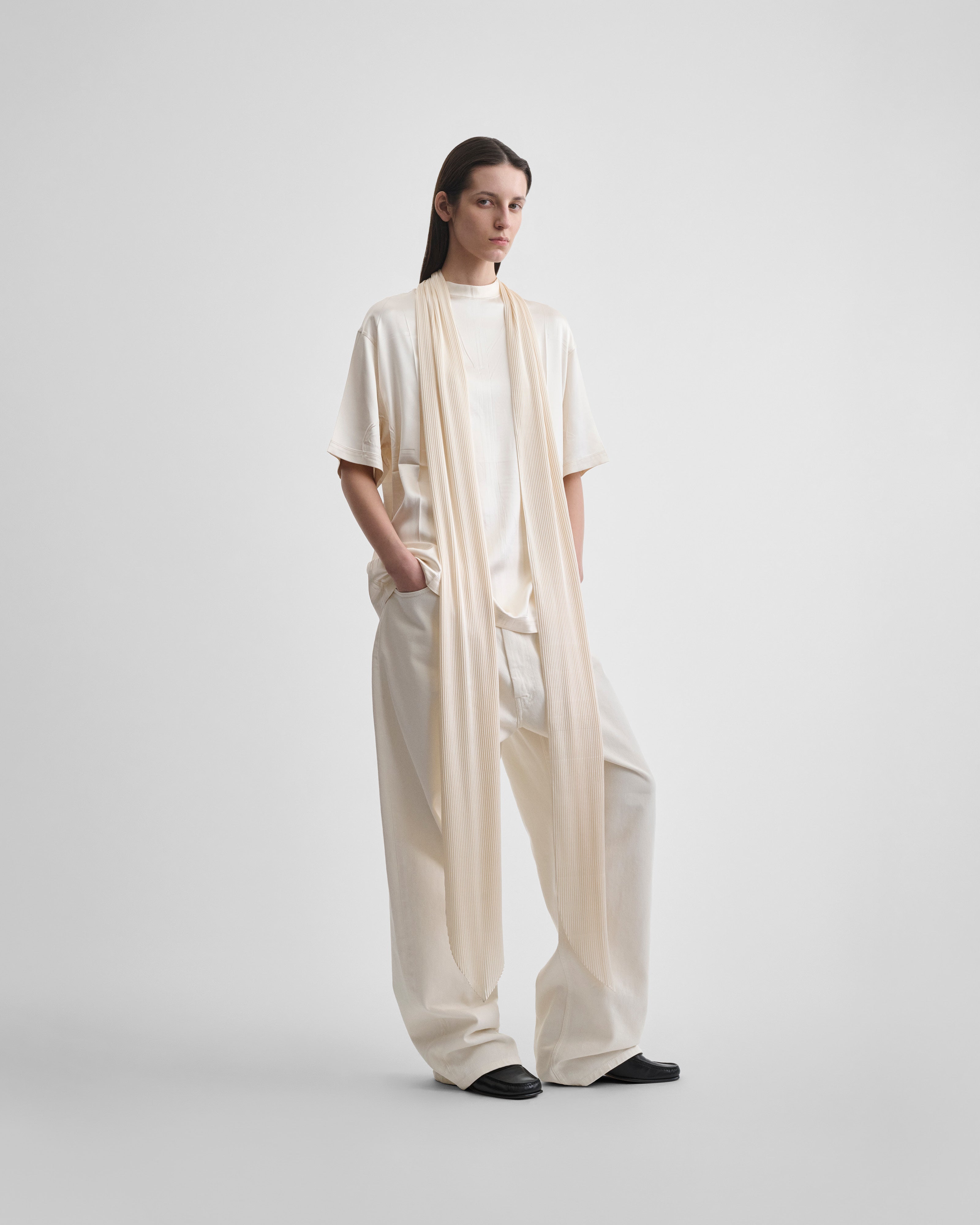PHOEBE PHILO | SILK SCARF T-SHIRT | CREAM SILK