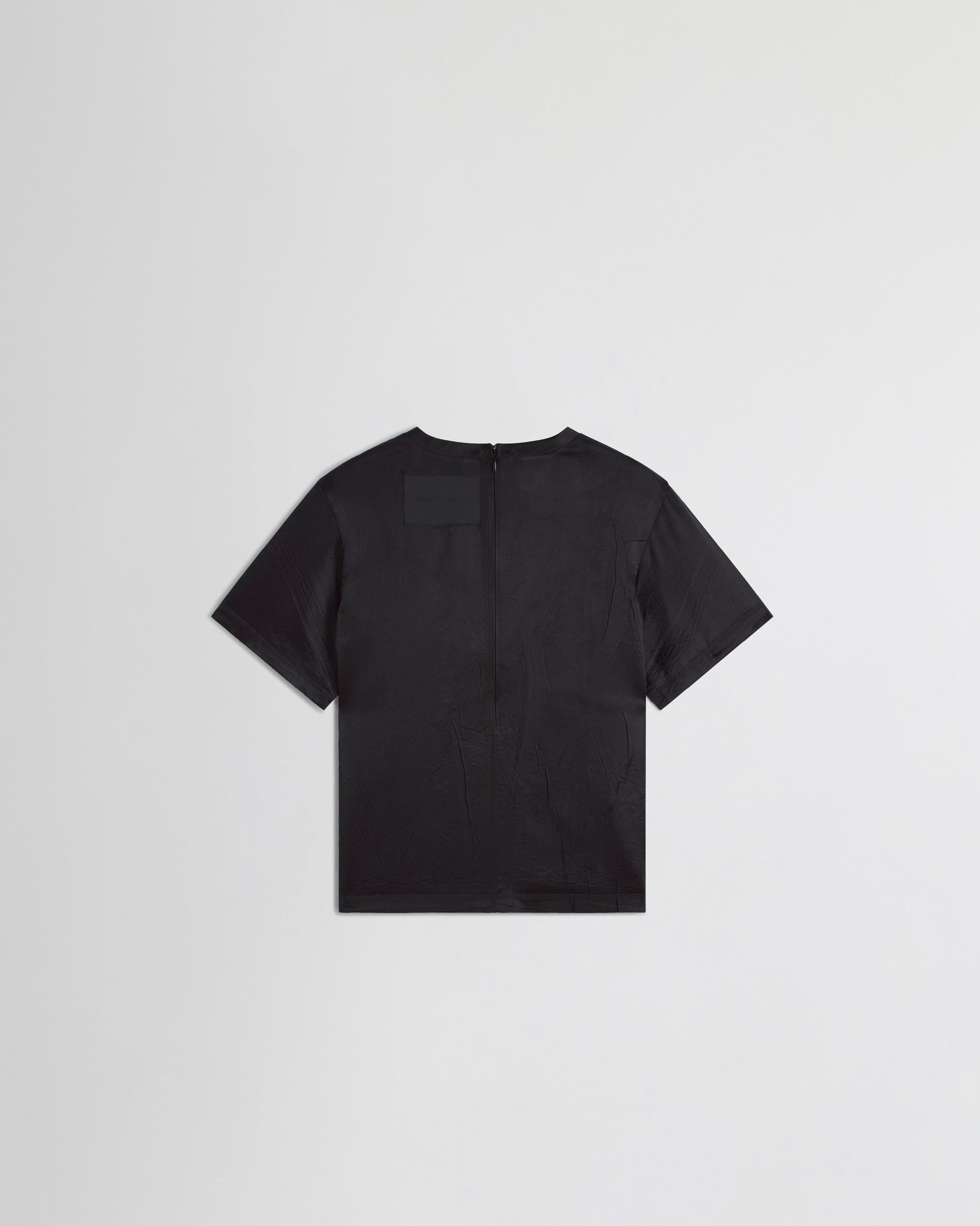 Flat back image of GRAPHIC T in black silk