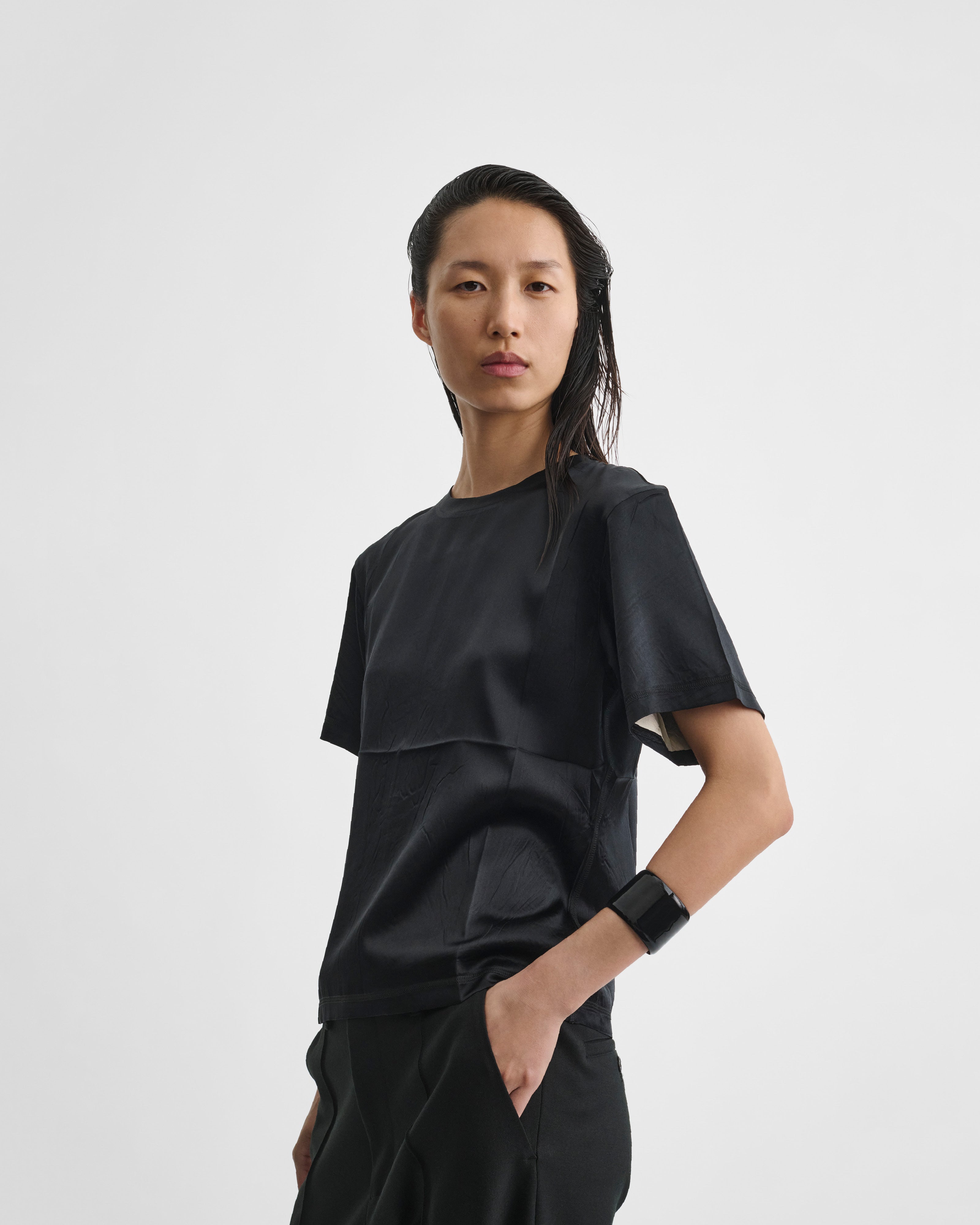 PHOEBE PHILO US | GRAPHIC T | black silk
