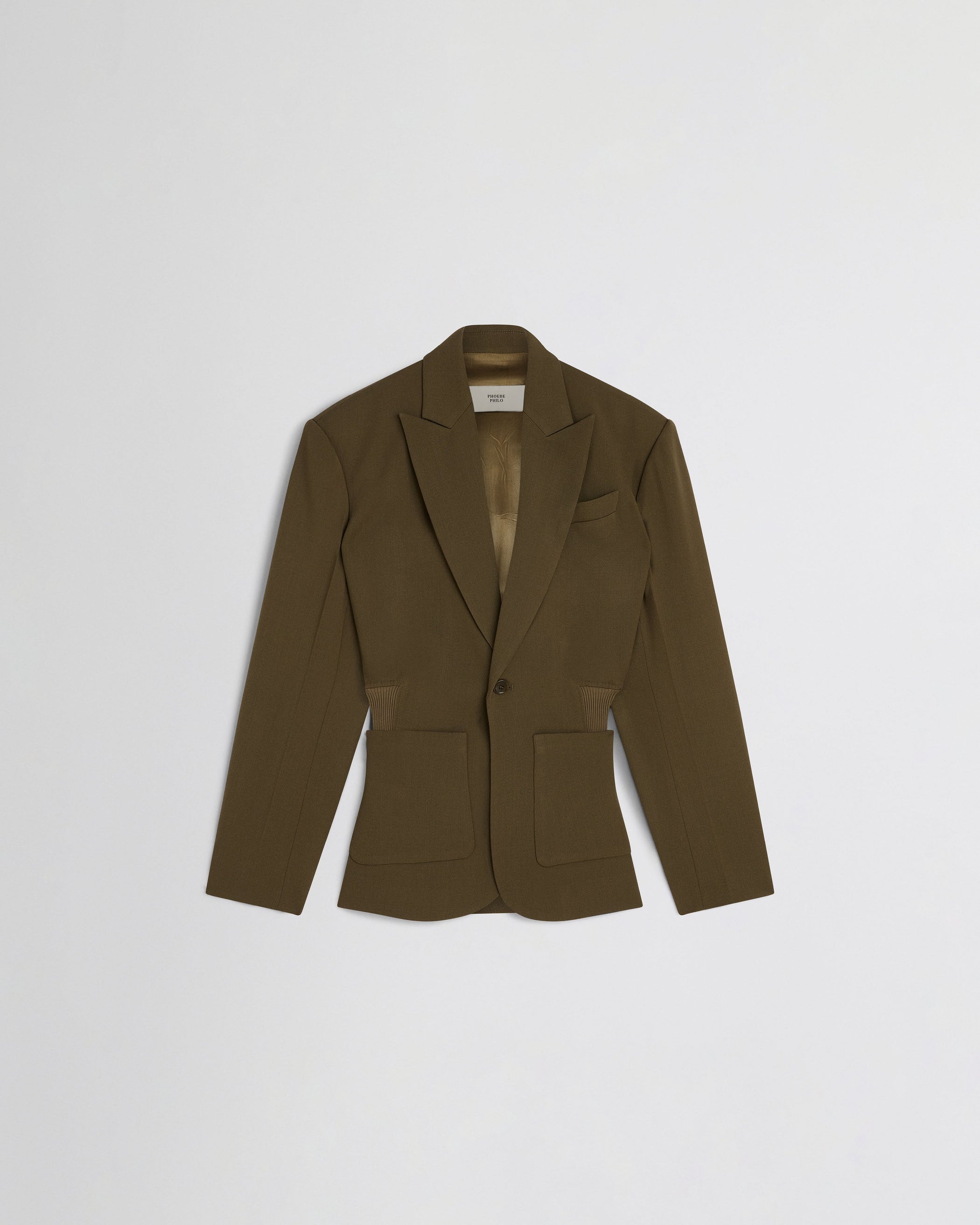 Flat front image of KICK TAILORED JACKET in shroom wool
