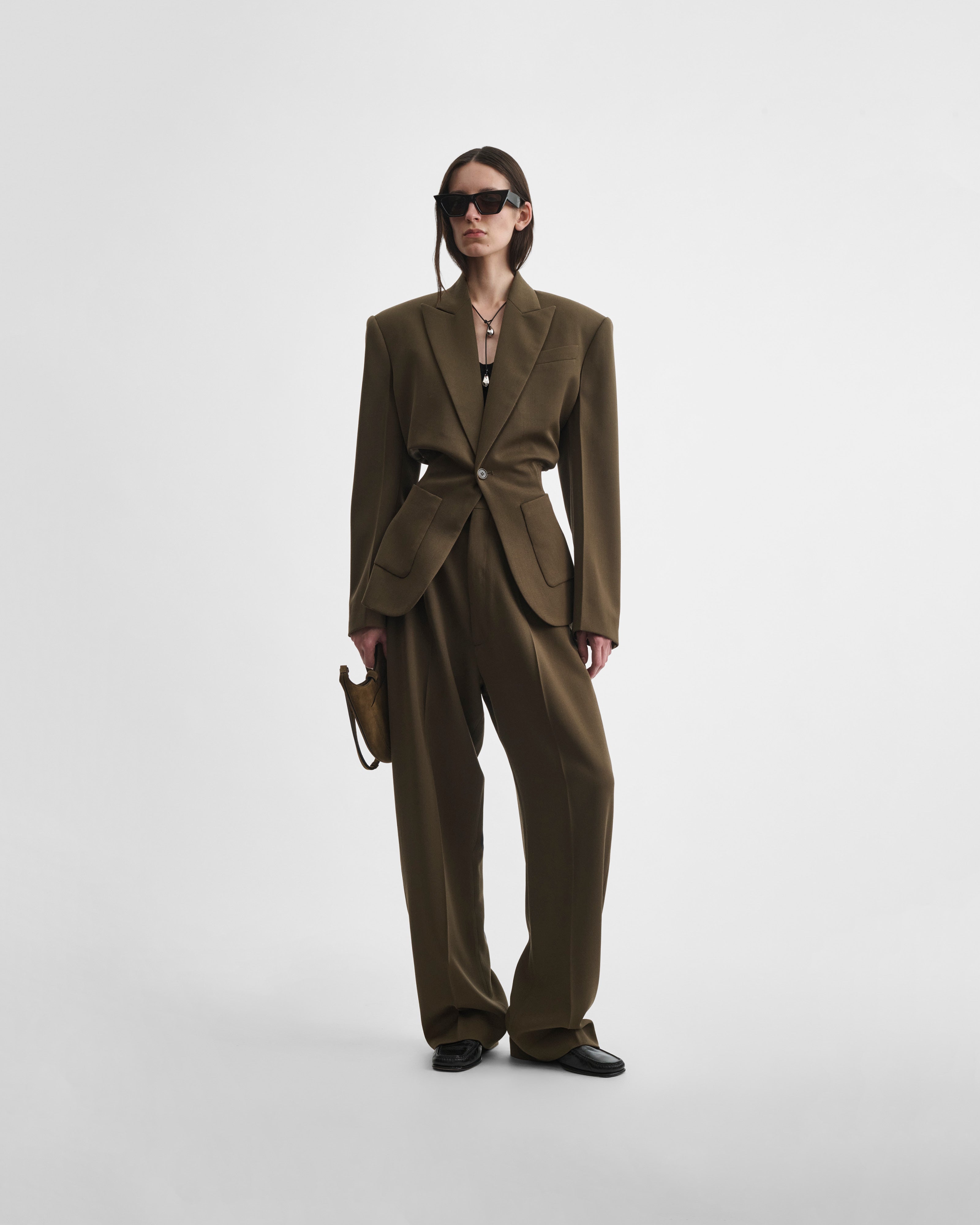 【Nalm.】ribbon-tailored jacket / brown PHOEBE PHILO | KICK TAILORED JACKET | SHROOM WOOL