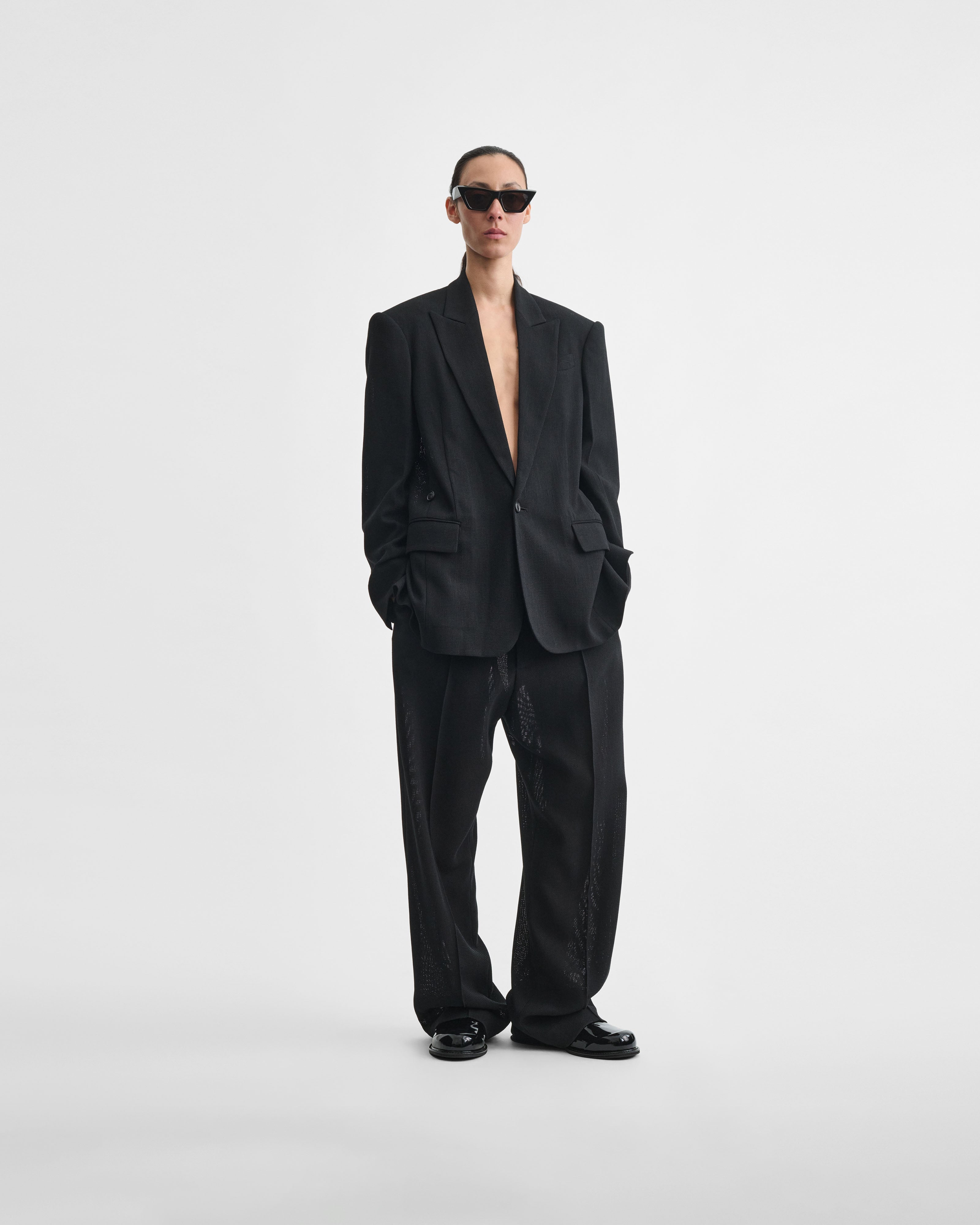 PHOEBE PHILO US | CINCHED TAILORED JACKET | black woven viscose