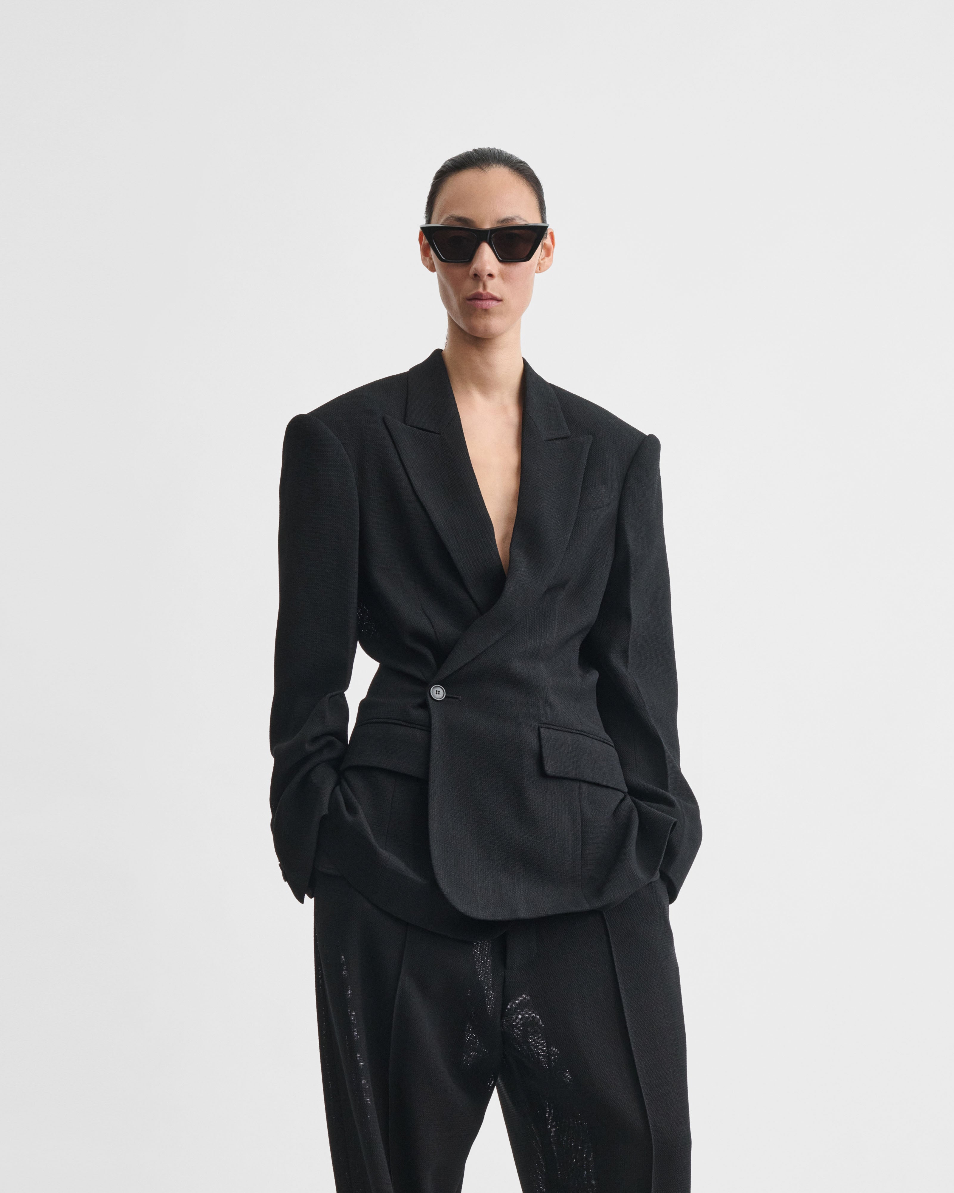 PHOEBE PHILO US | CINCHED TAILORED JACKET | black woven viscose