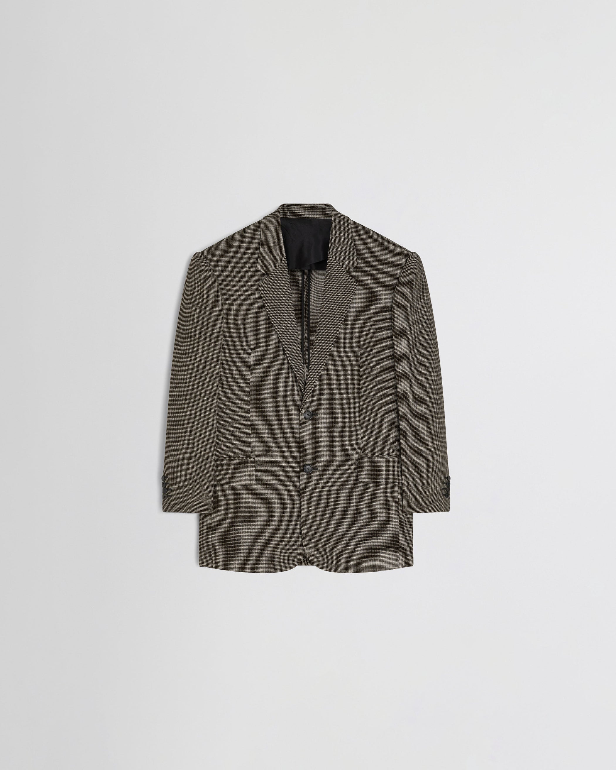 Front flatshot view of the Tailored Jacket in salt and pepper
