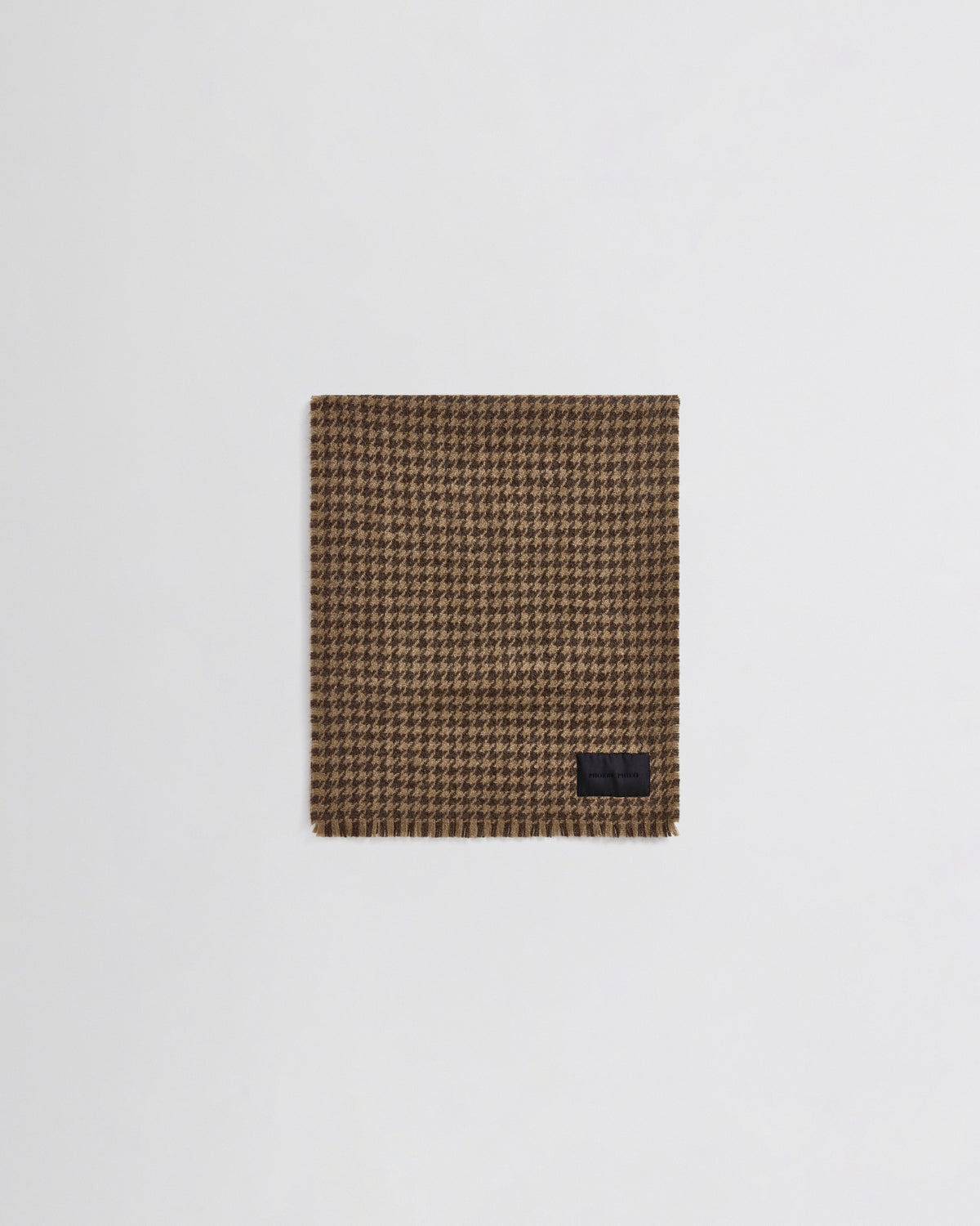 Flat view of CHECK SCARF in brown/beige wool