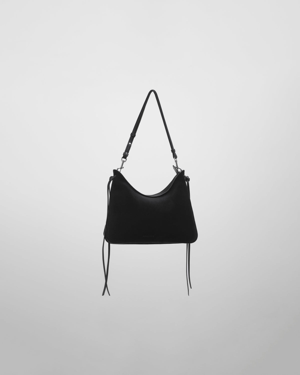 Front view of GIG BAG in black suede