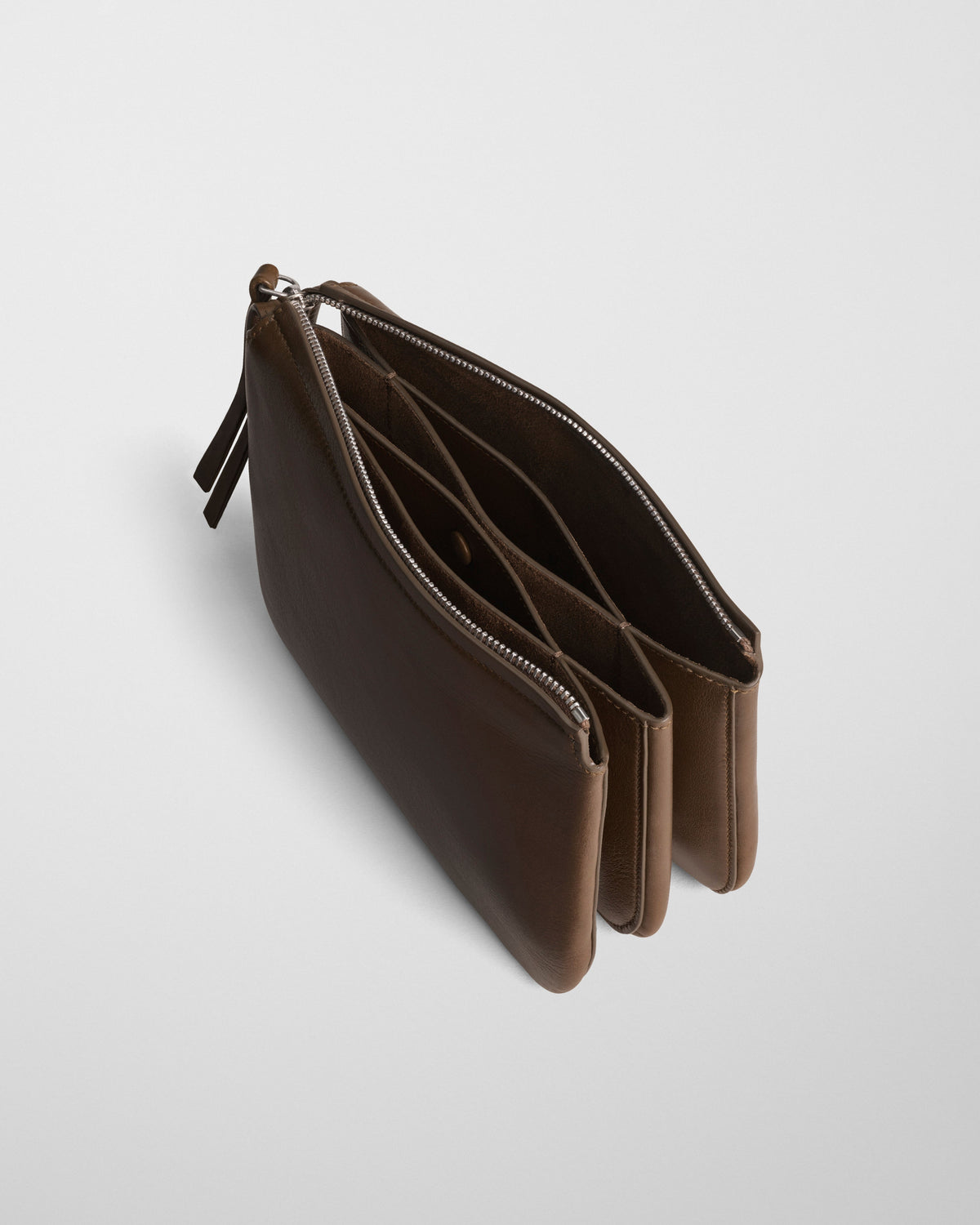 Top view of POCKET GIG in olive leather