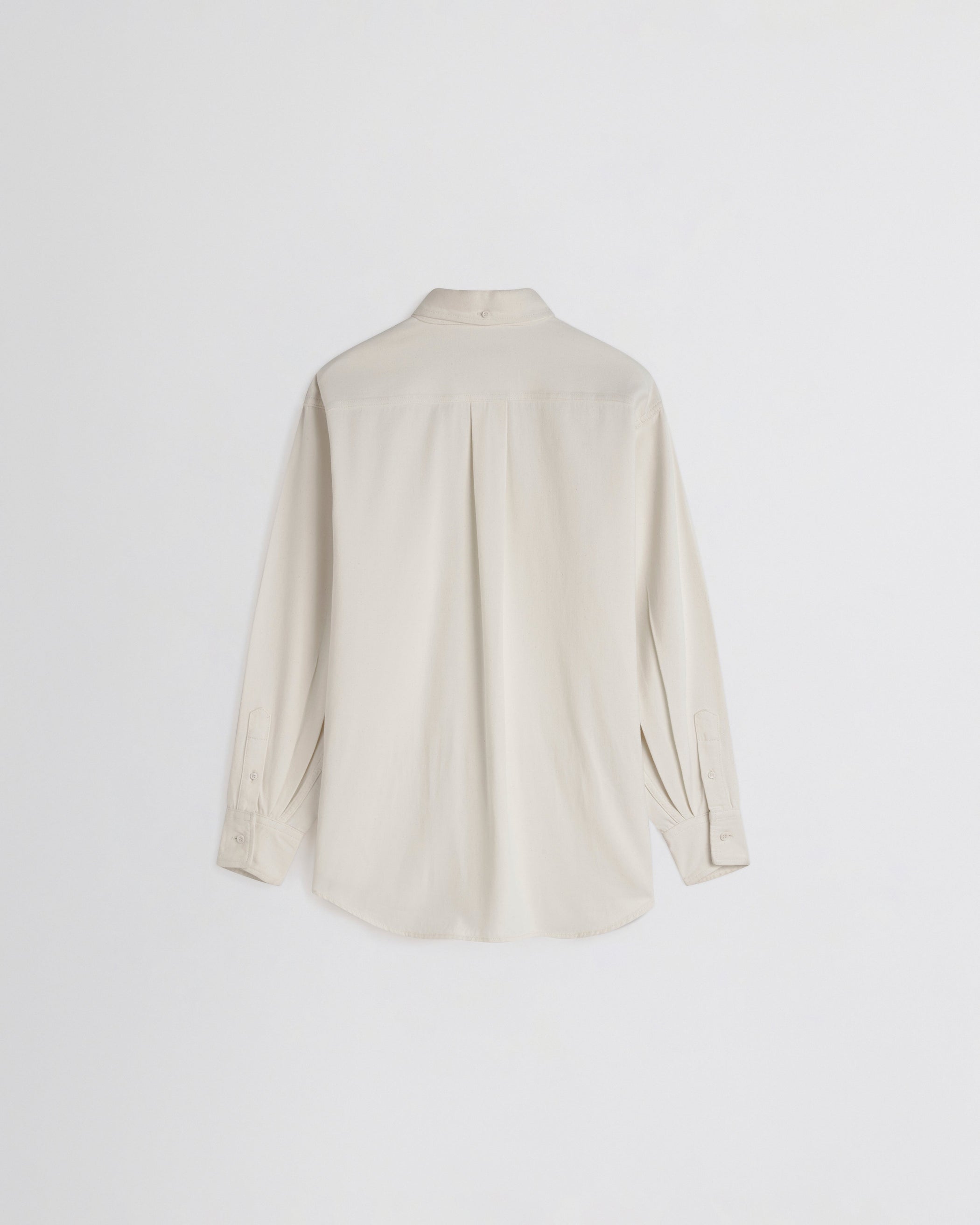 Flat back view of DENIM SHIRT in chalk cotton