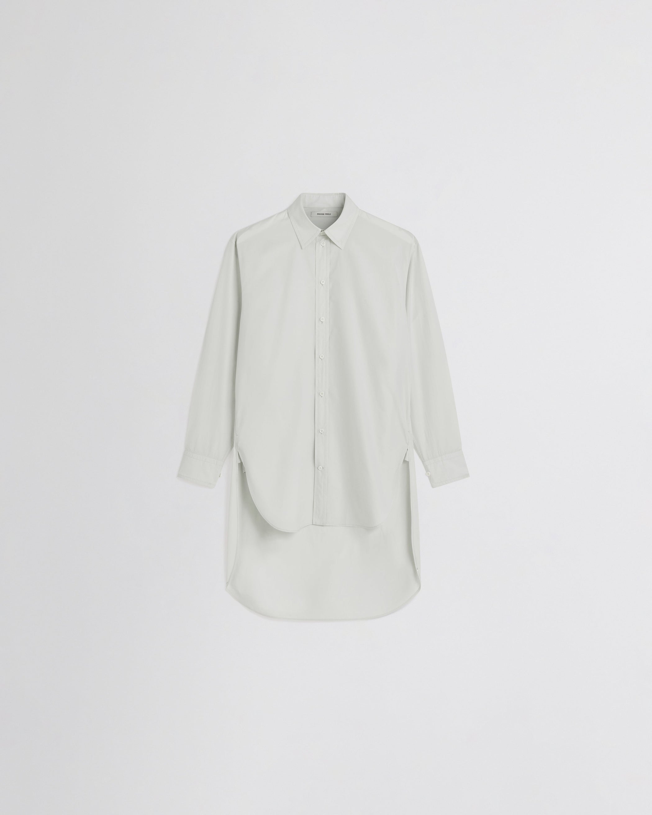Flat front view of ELONGATED SHIRT in soft mint cotton