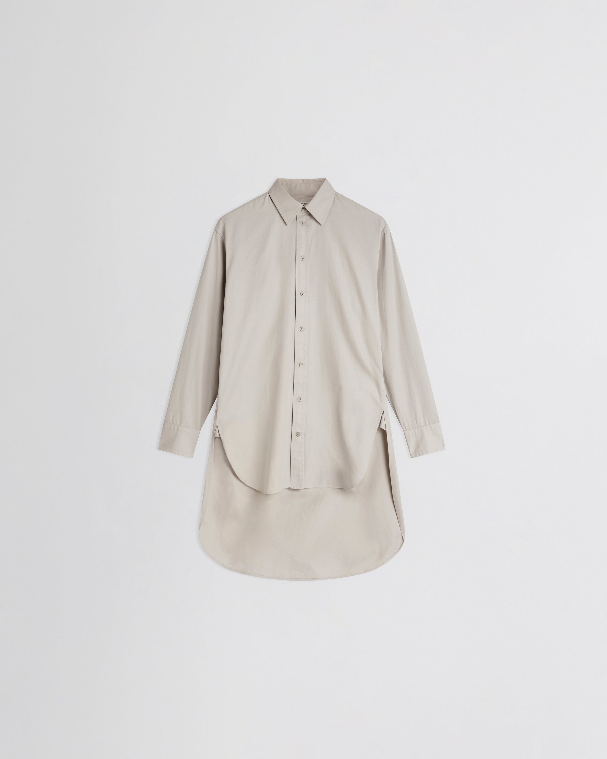 Flat front view of ELONGATED SHIRT in cashew cotton