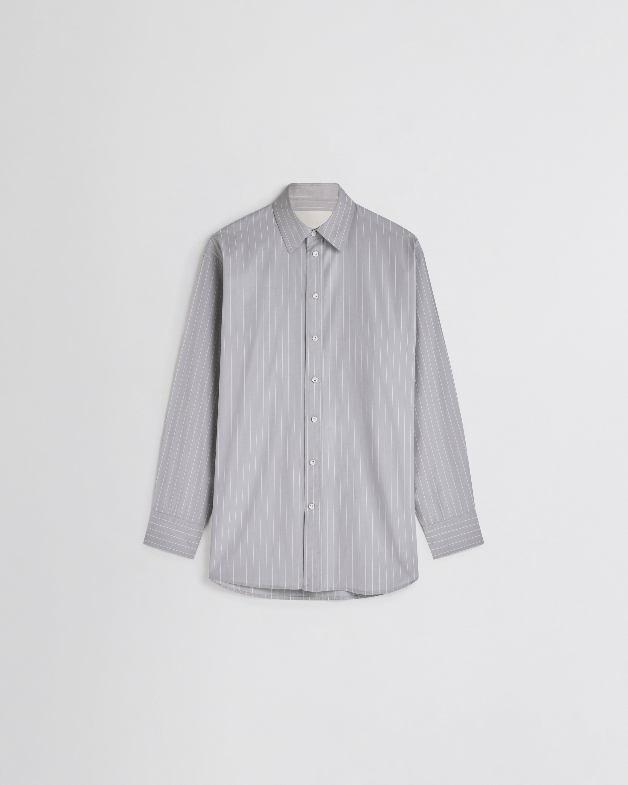 Flat front view of MEN'S SHIRT in soft grey cotton