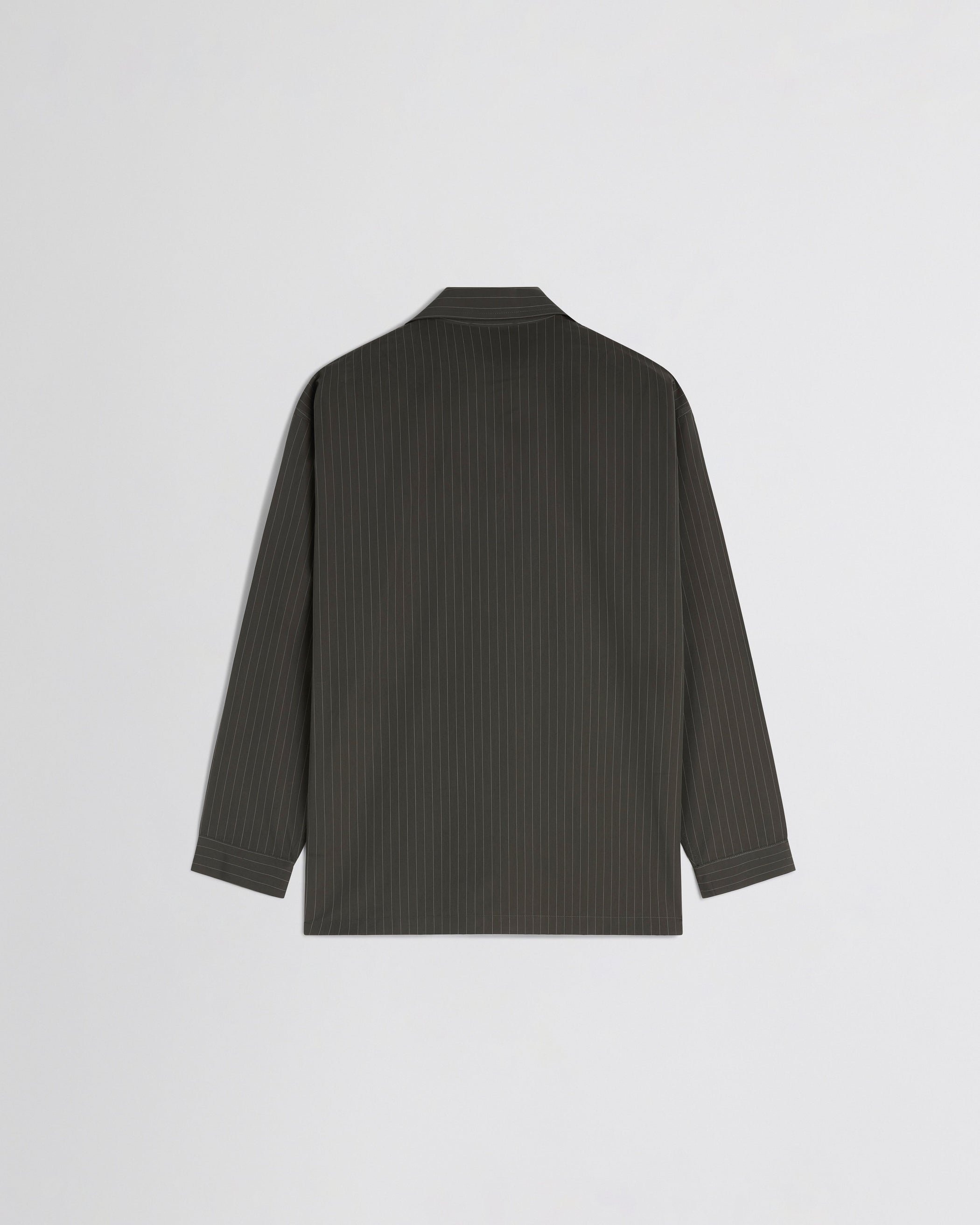 Flat back view of PYJAMA SHIRT in dark khaki cotton