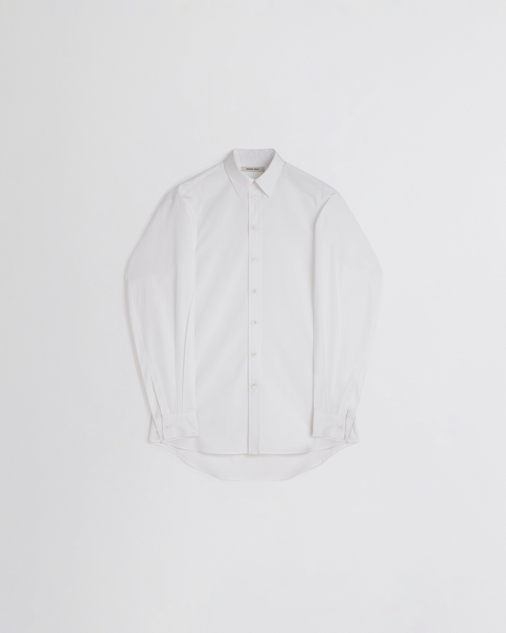 Flat front view of TUX SHIRT in white cotton