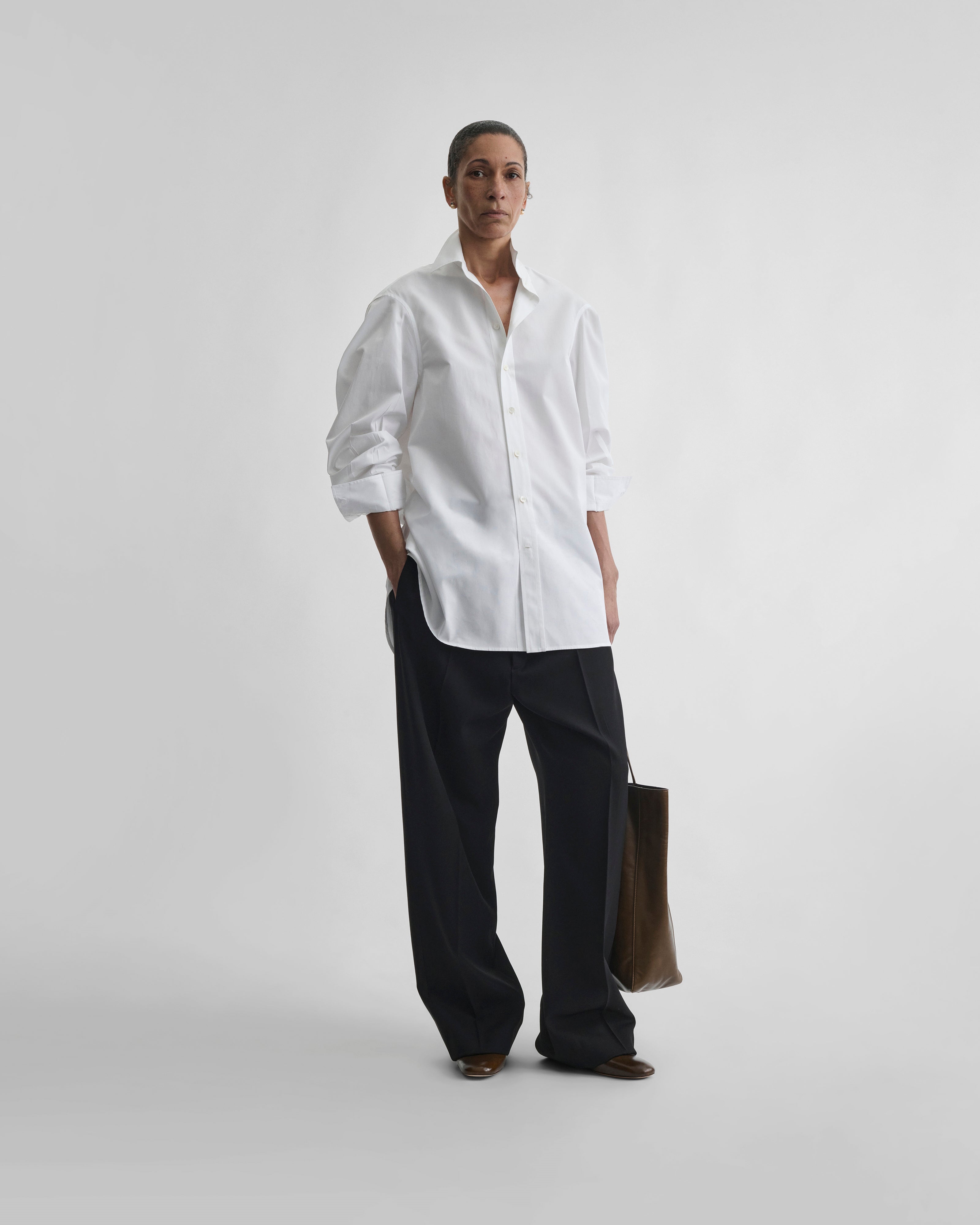 poofy dress shirt The Black Tux Cotton Fly-Front Dress Shirt-Slim In White
