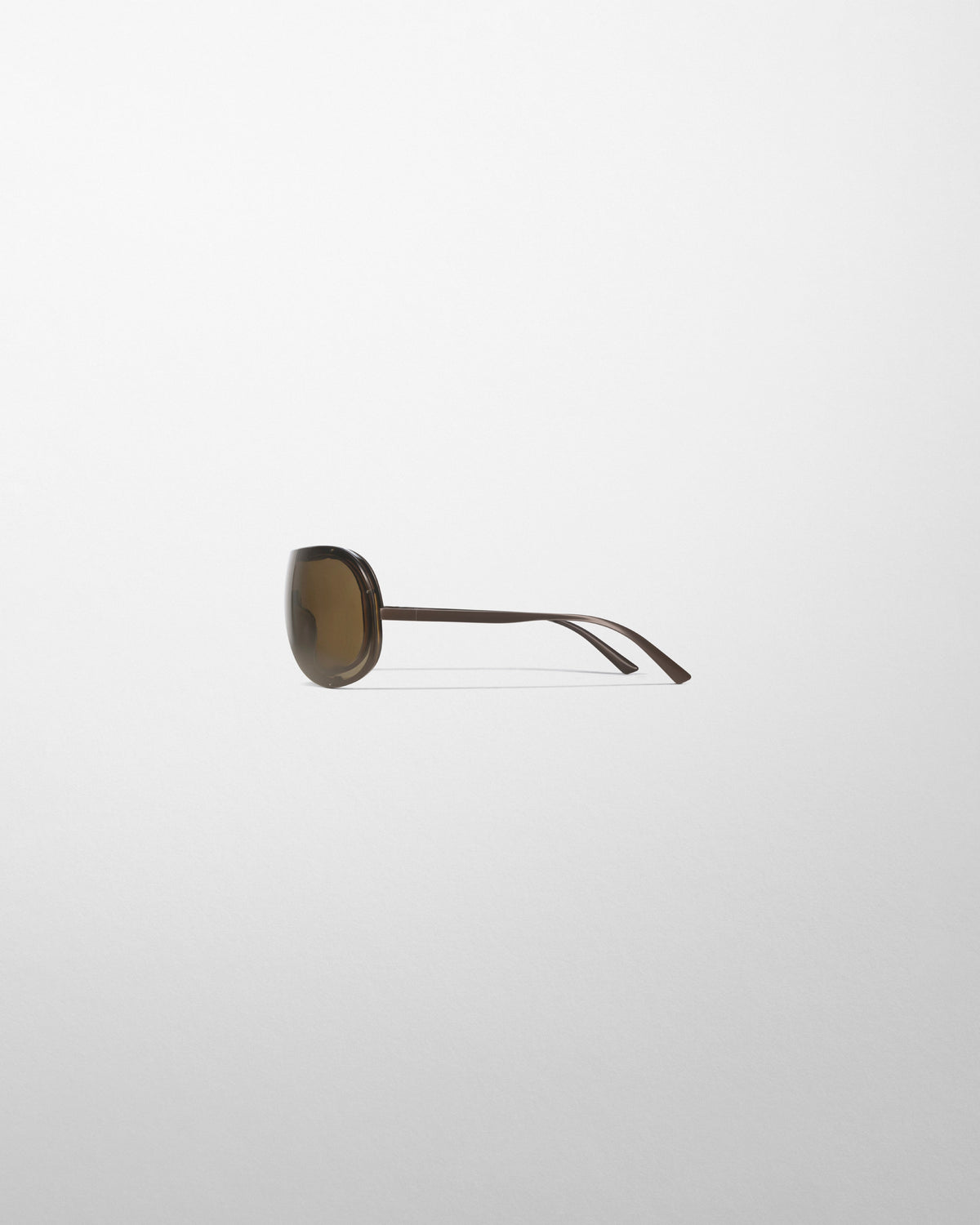 Side view of BEAM SUNGLASSES in khaki metal