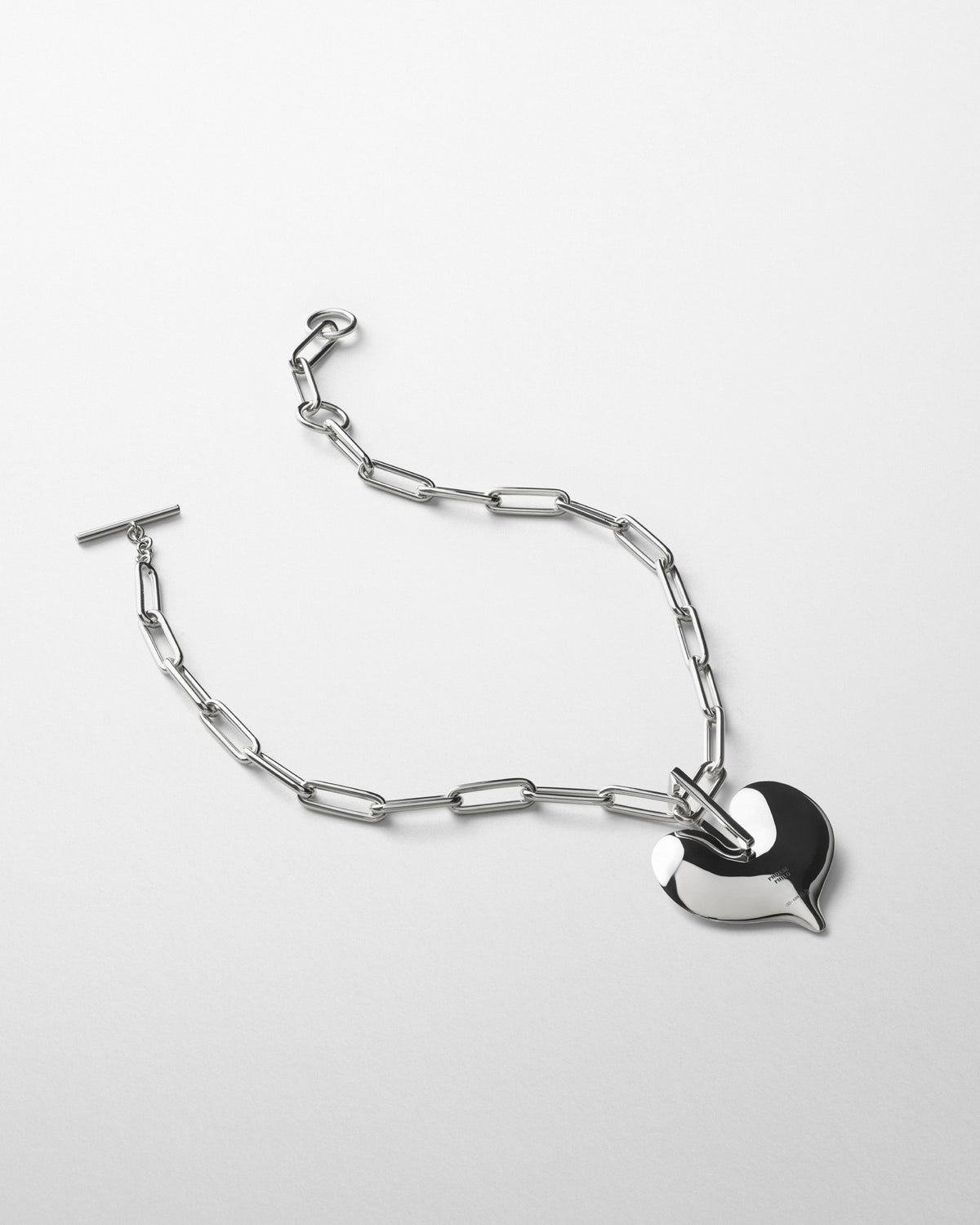 Open front view of ACE PENDANT NECKLACE in silver