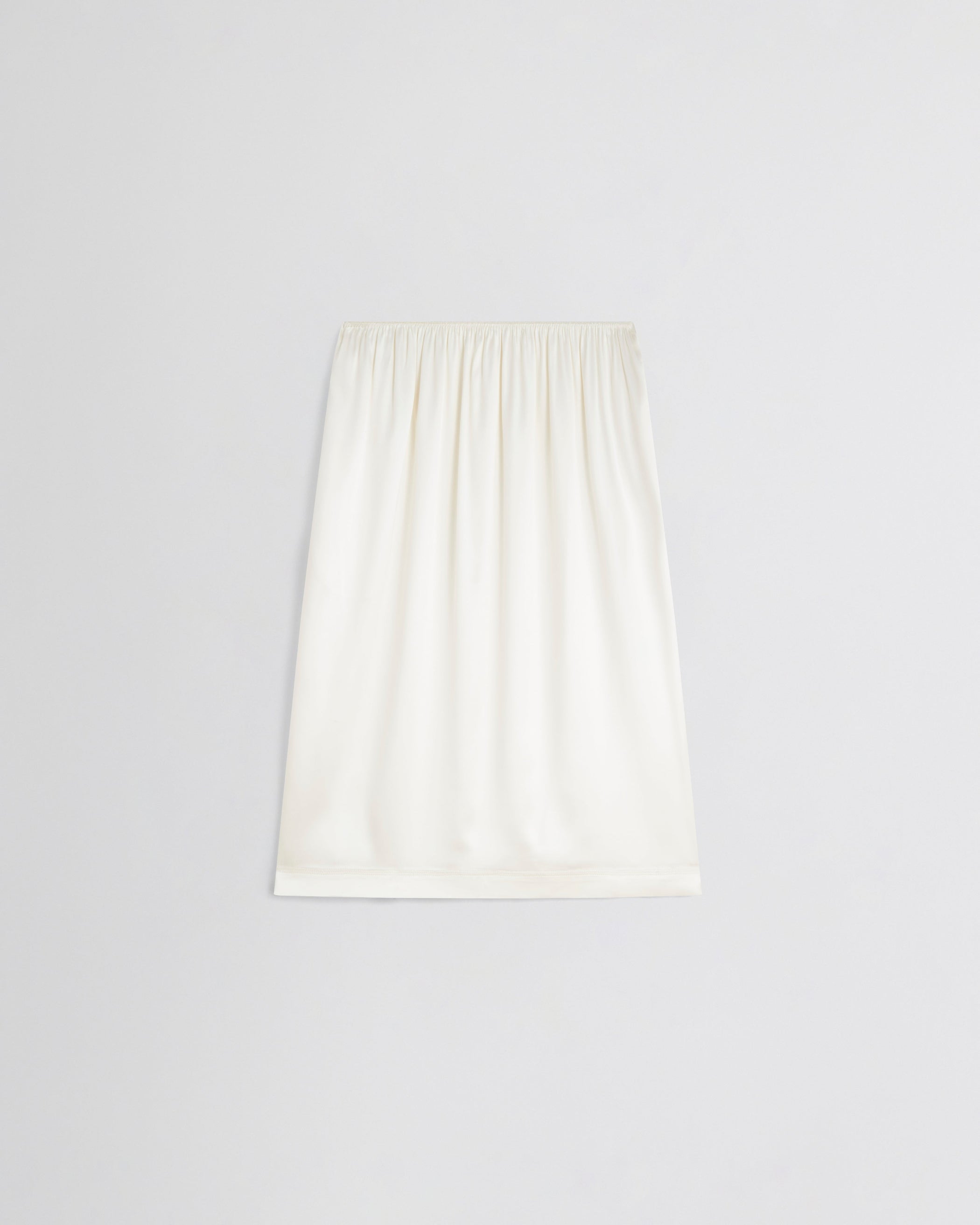 Front view of LIQUID SLIP SKIRT in acid ivory silk