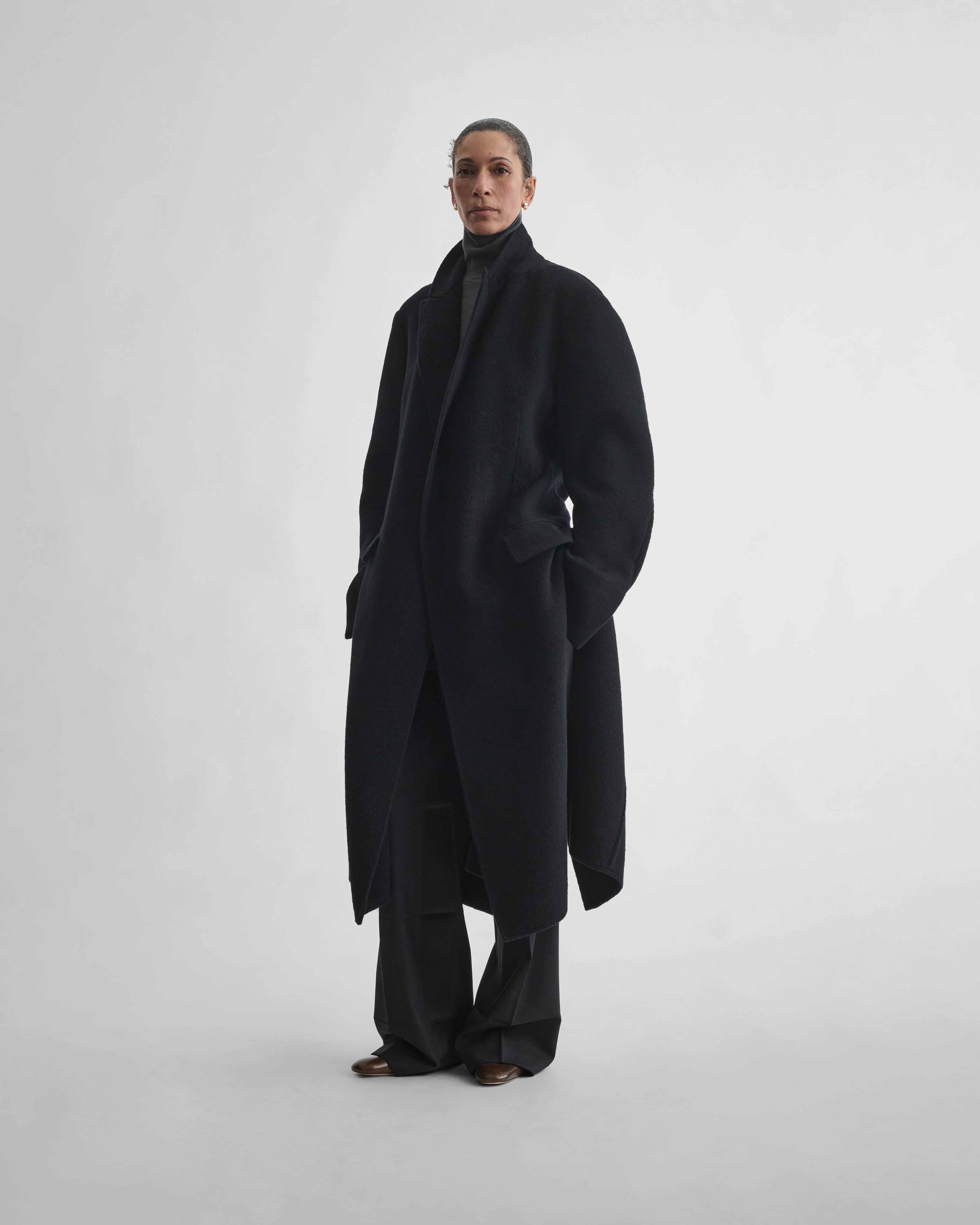 【新品】WIRROW Wool cashmere robe coat ブラック PHOEBE PHILO | BELTED ROBE COAT | black cashmere