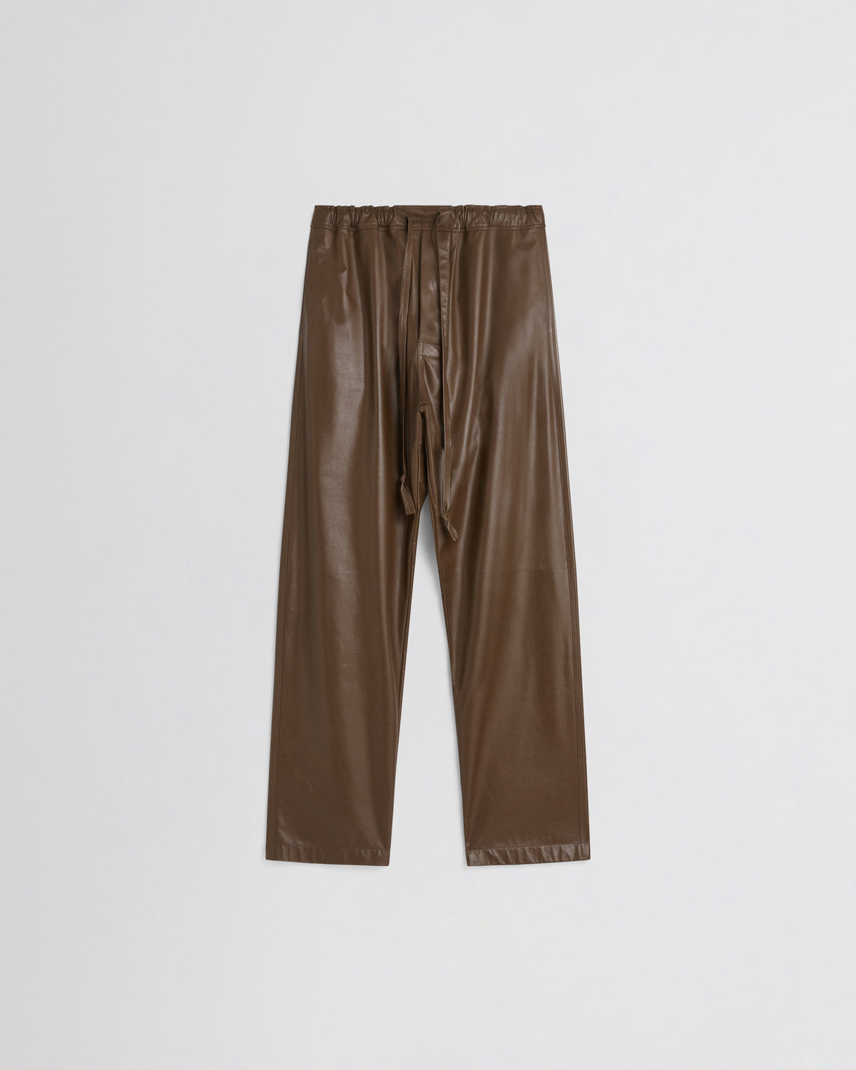 Front view of PYJAMA TROUSERS in tobacco leather