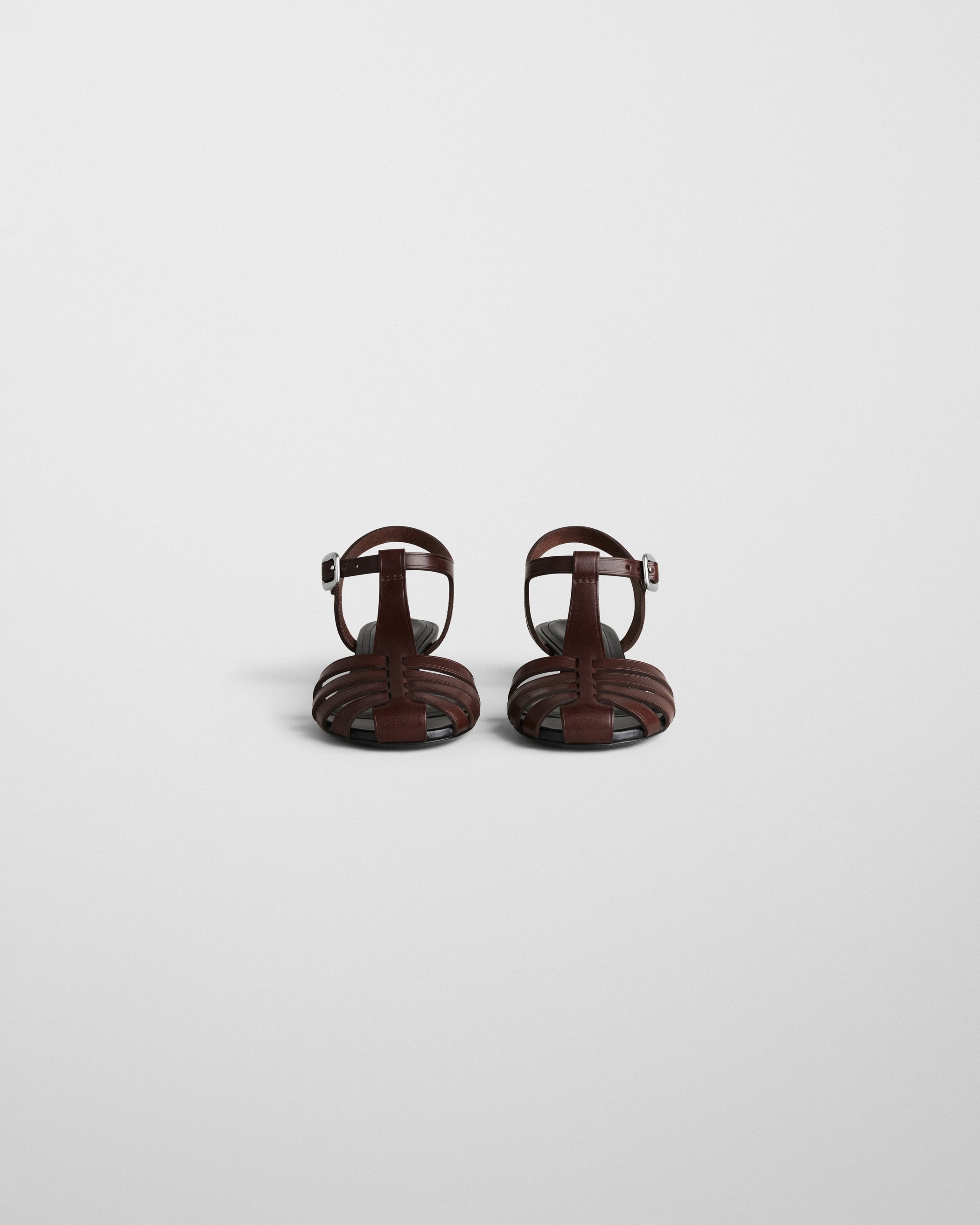 Flat front image of TIDE SANDAL in umber leather