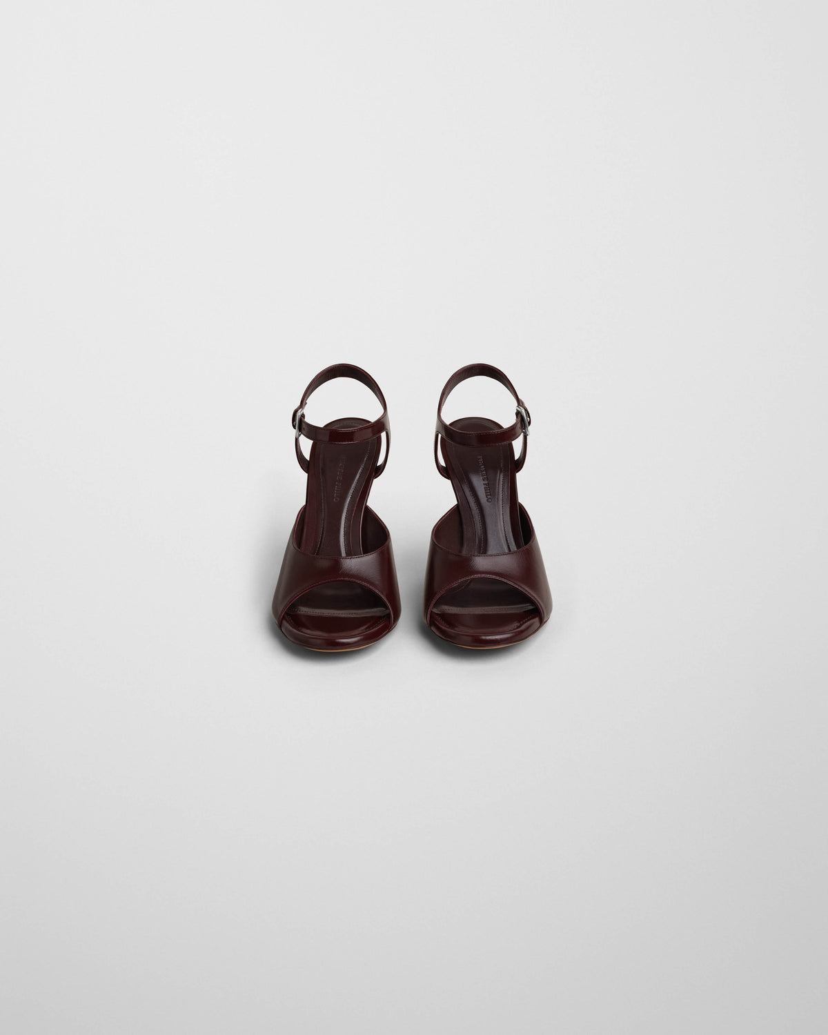 Front view of PEEP SANDAL in oxblood leather