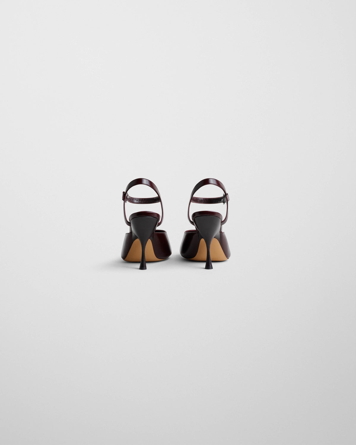 Back view of PEEP SANDAL in oxblood leather