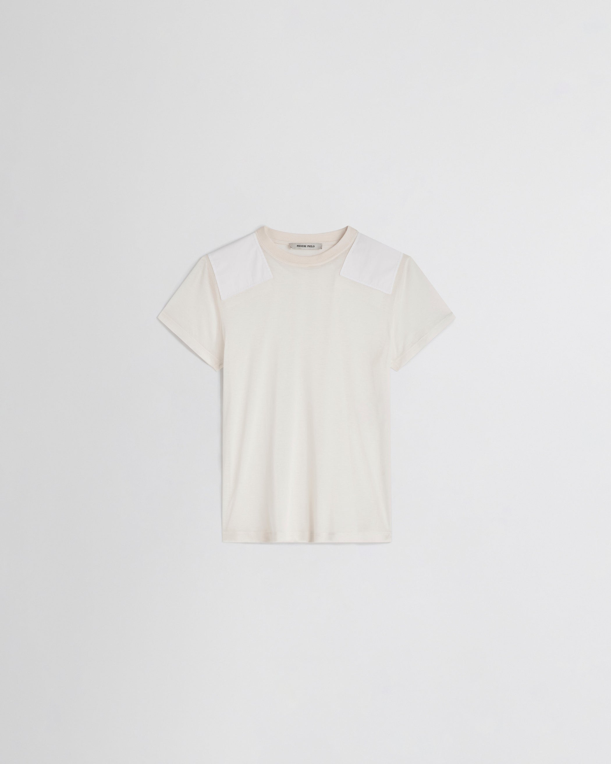 Flat front view of PATCH T-SHIRT in acid ivory cotton