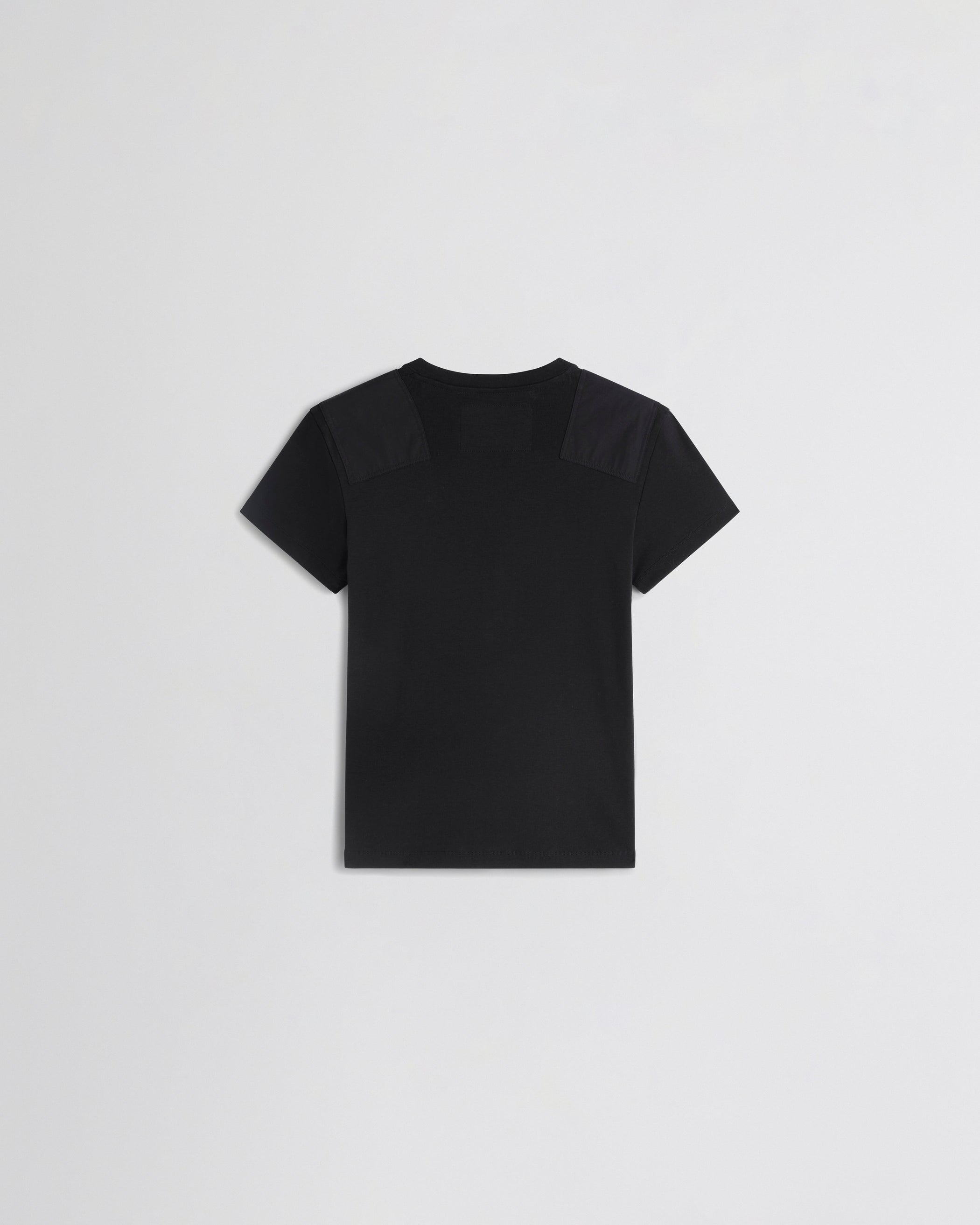 Flat back view of PATCH T-SHIRT in black cotton