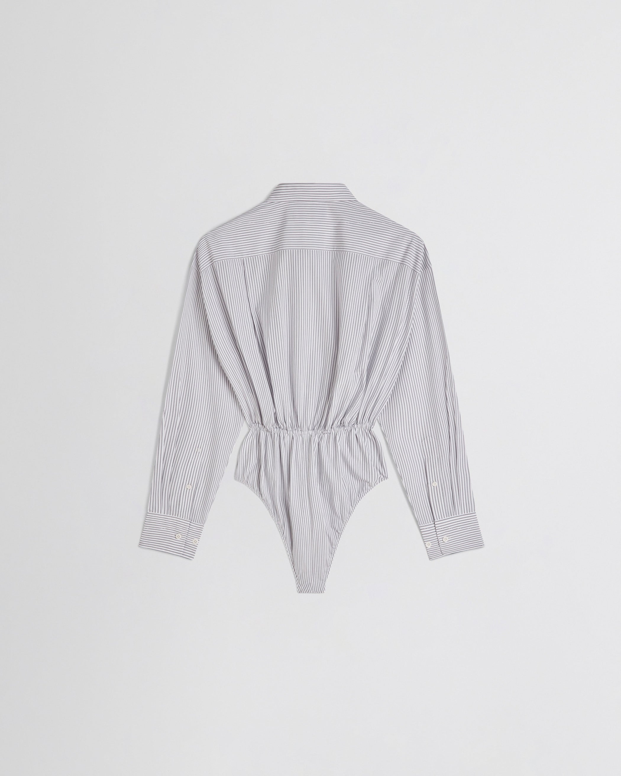 Flat back view of SHIRT BODY in dark grey/white cotton