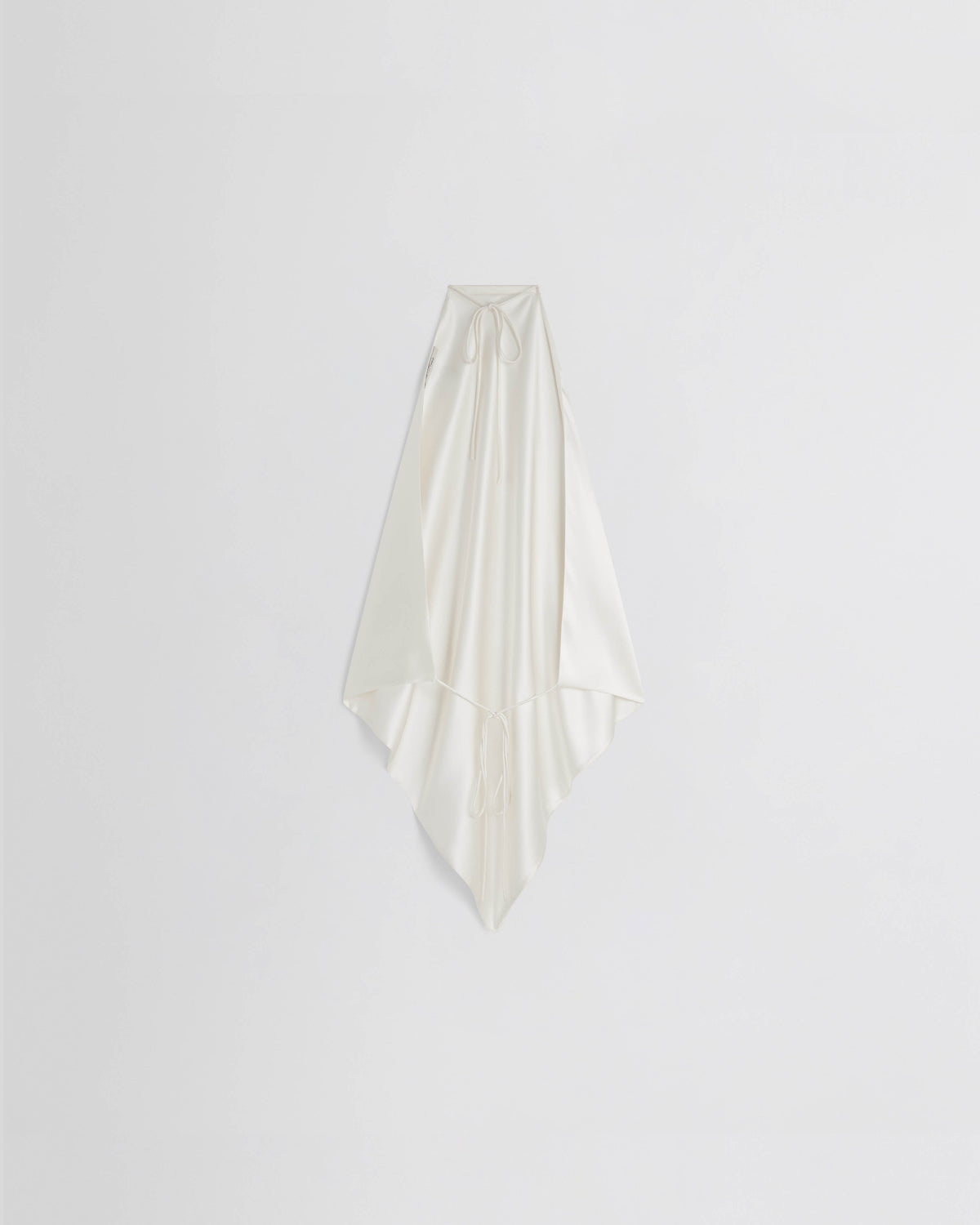 Back view of LIQUID SCARF TOP in cream silk