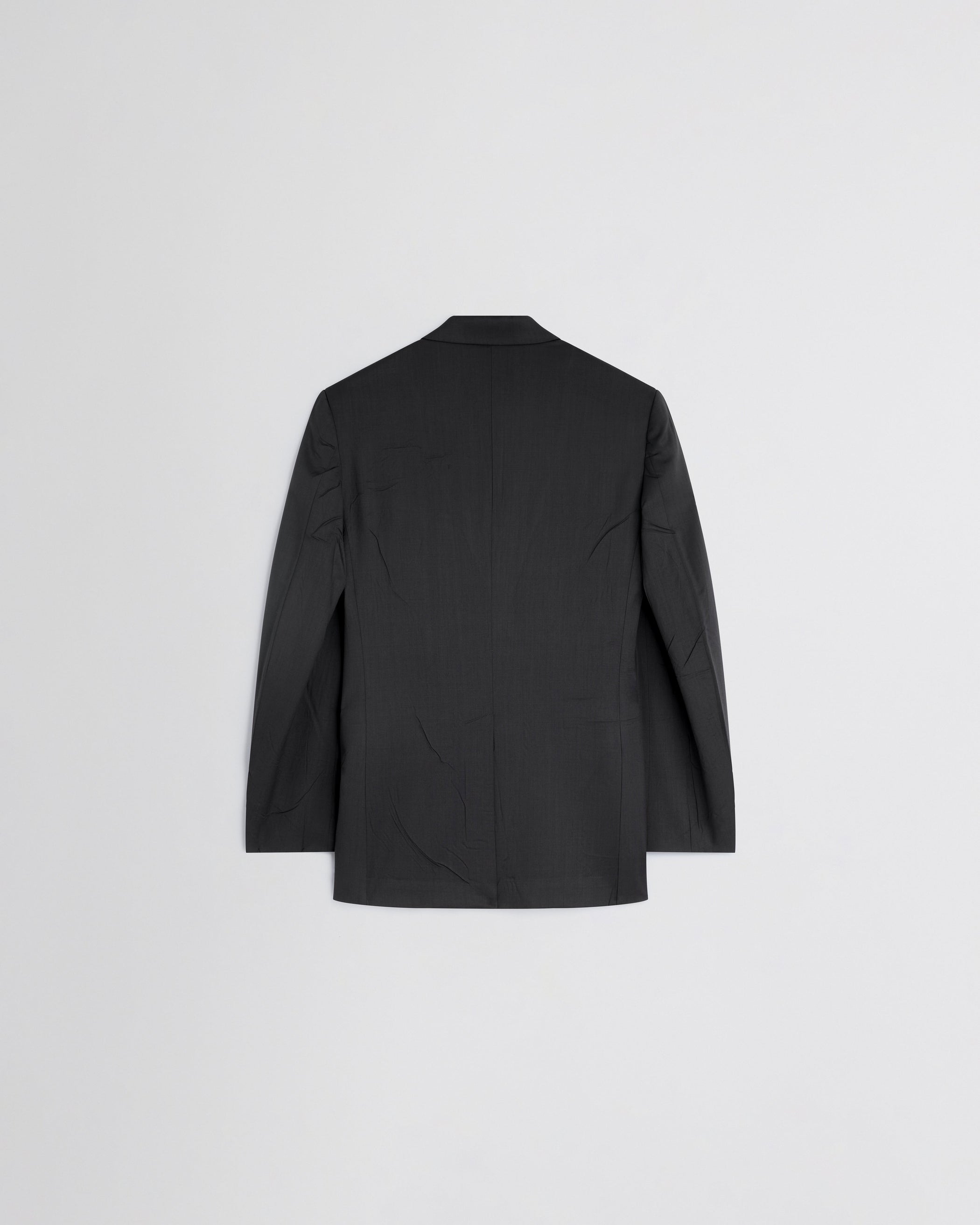 Flat back view of NEAPOLITAN JACKET in black wool