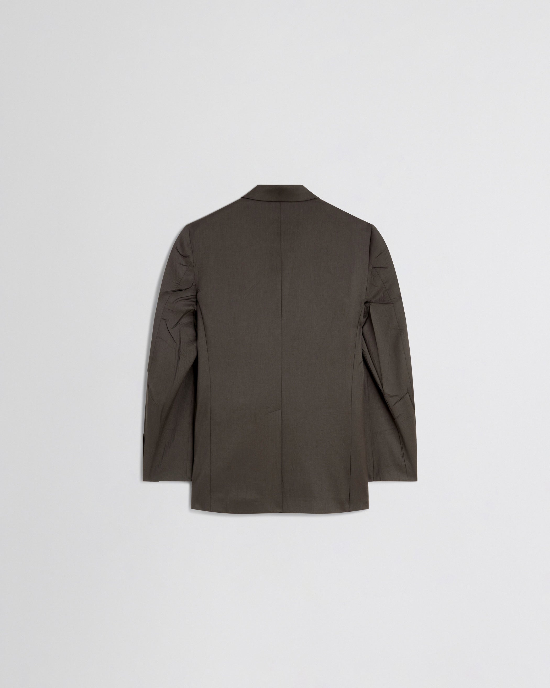 Flat back view of NEAPOLITAN JACKET in brown khaki wool