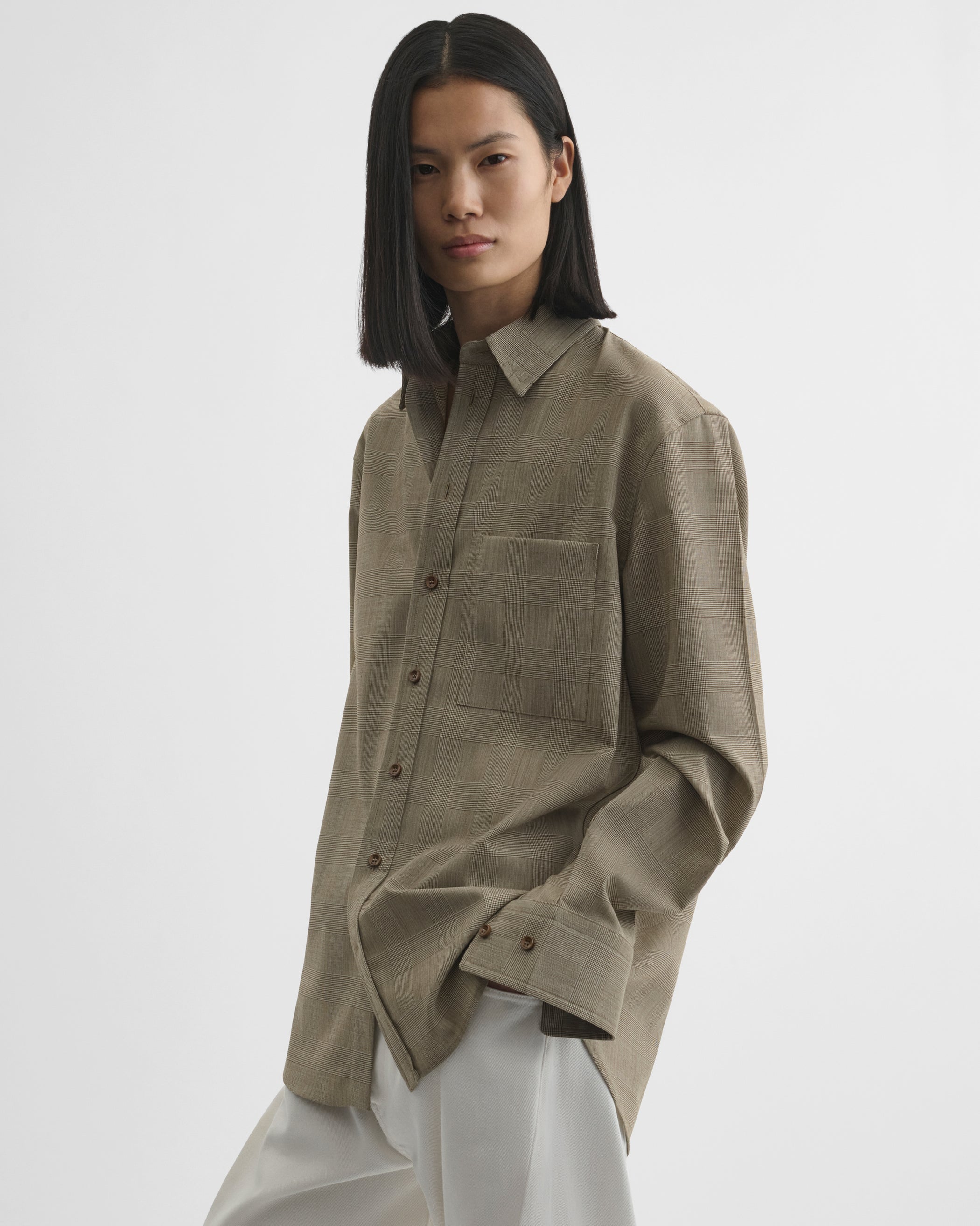 CLASSIC SHIRT | brown-beige wool