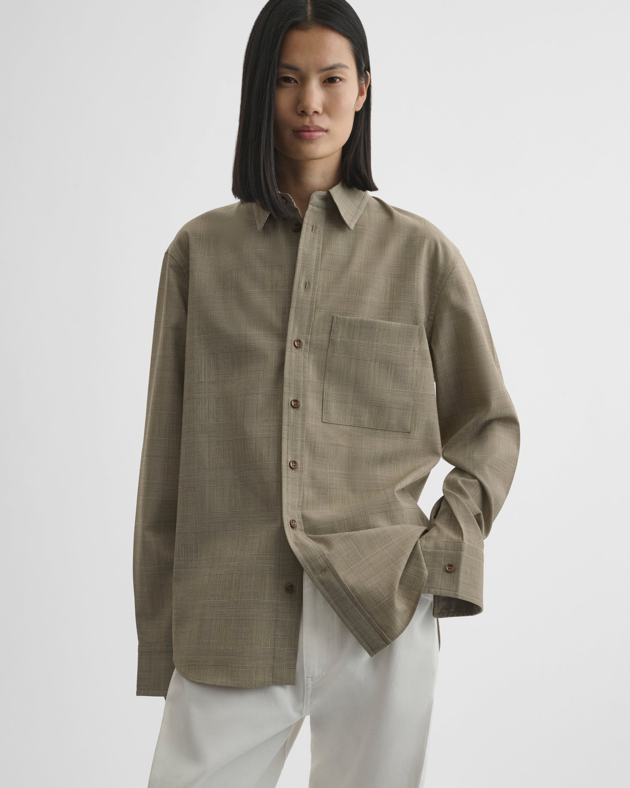 CLASSIC SHIRT | brown-beige wool