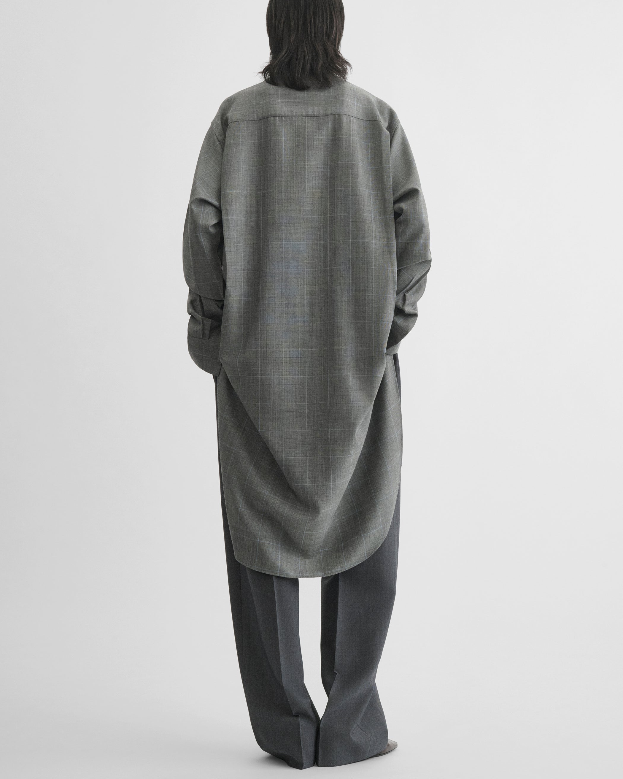ELONGATED SHIRT | black-blue wool